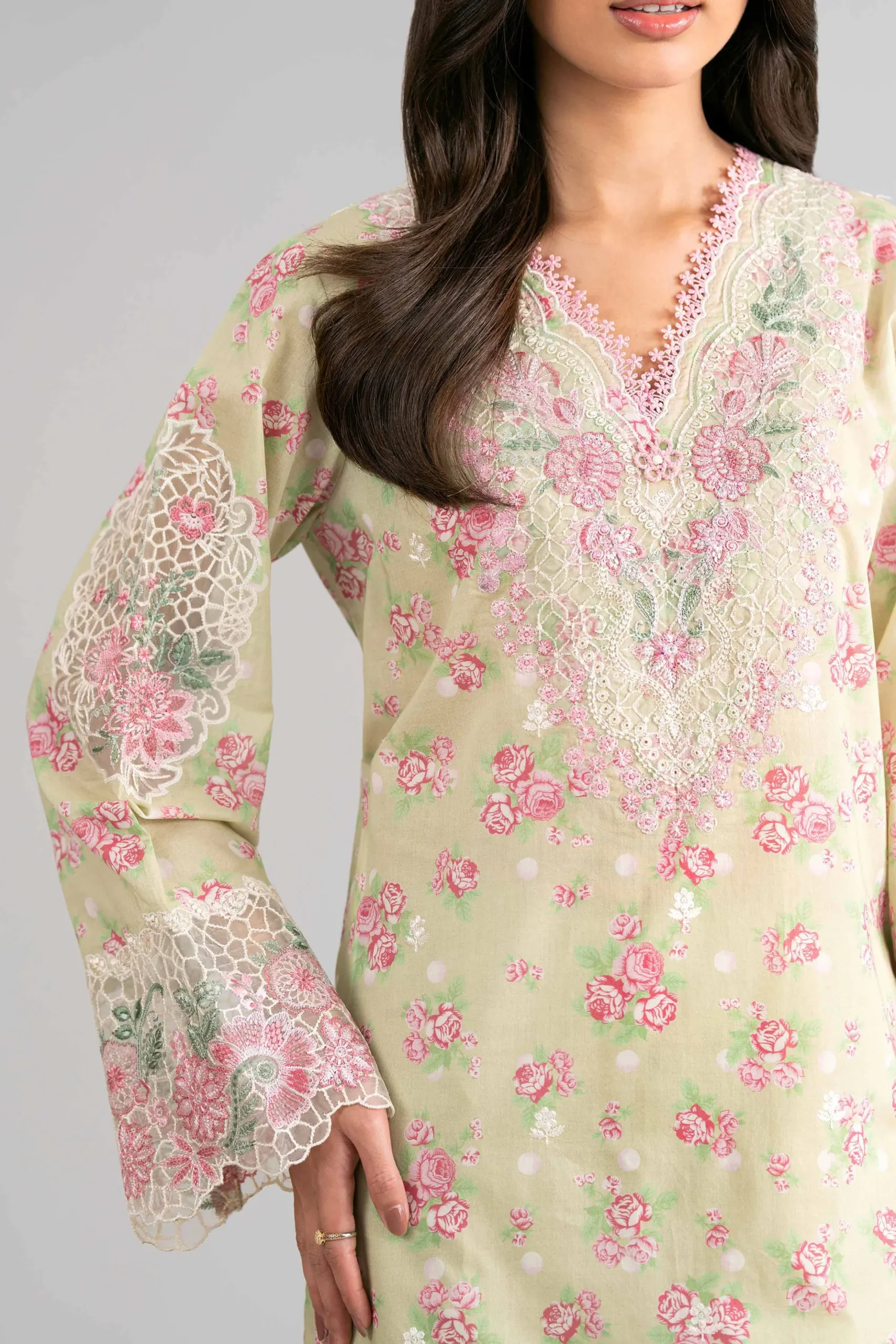 3 Piece - Digital Printed Embroidered Suit - 42601744
