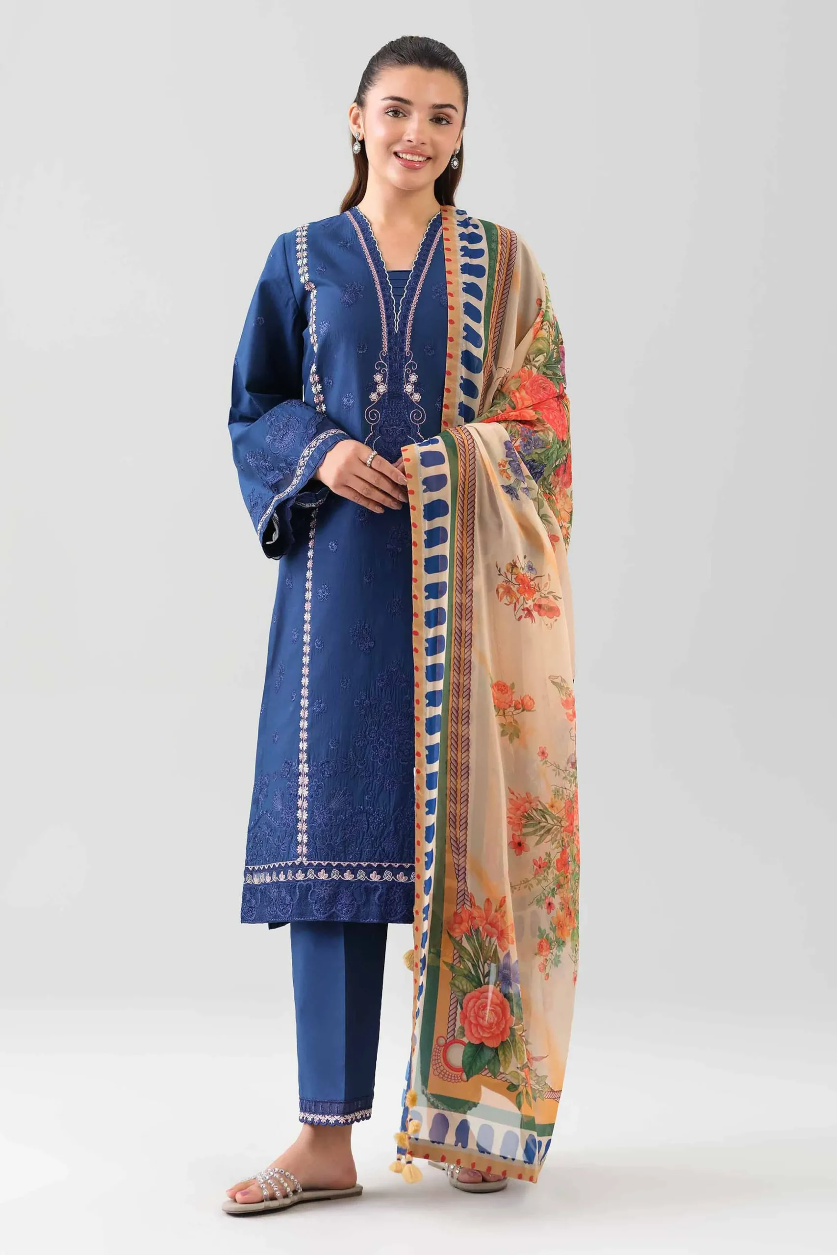 3 Piece - Digital Printed Embroidered Suit - 42601080