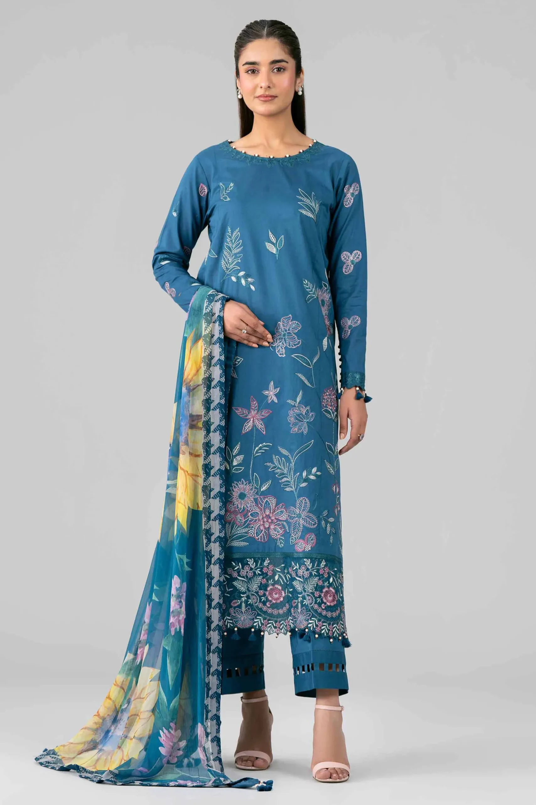 3 Piece - Digital Printed Embroidered Suit - 42601777
