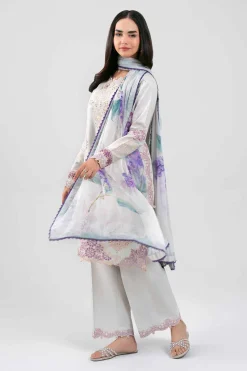 3 Piece - Digital Printed Embroidered Suit - 42601284