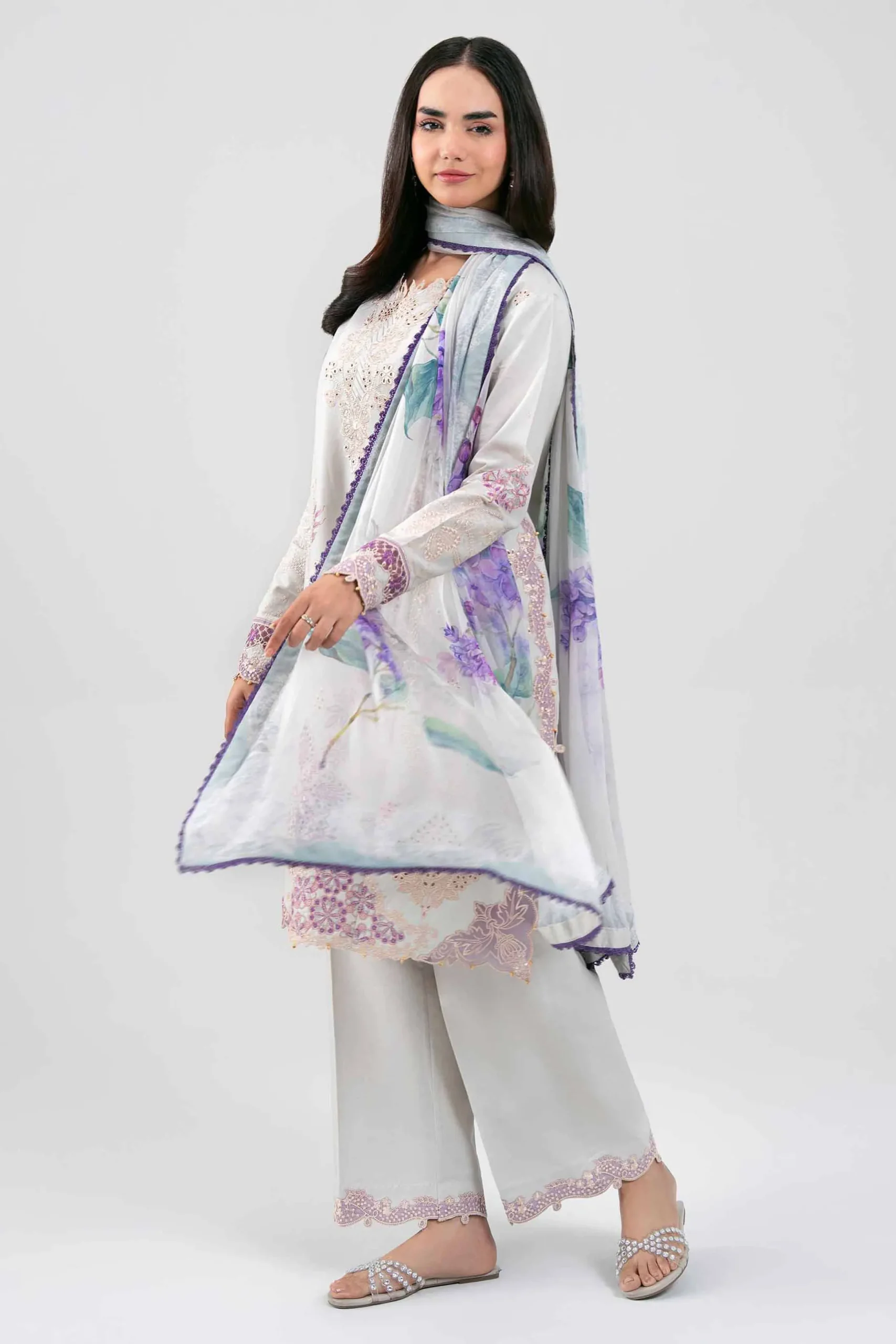3 Piece - Digital Printed Embroidered Suit - 42601284