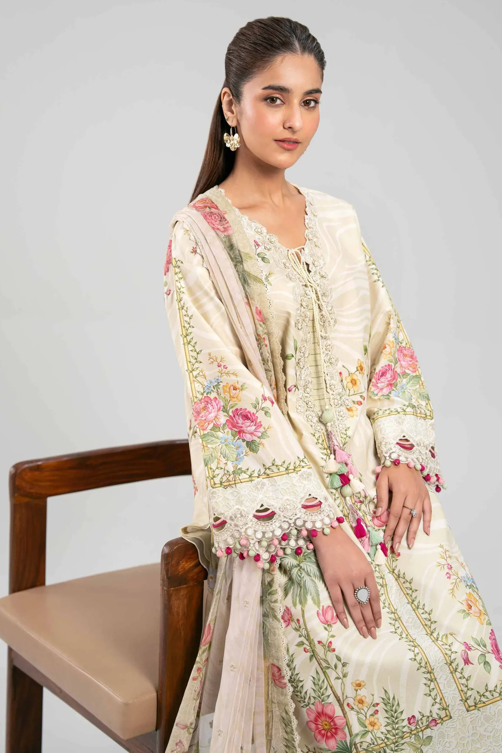 3 Piece - Digital Printed Embroidered Suit - 42601328