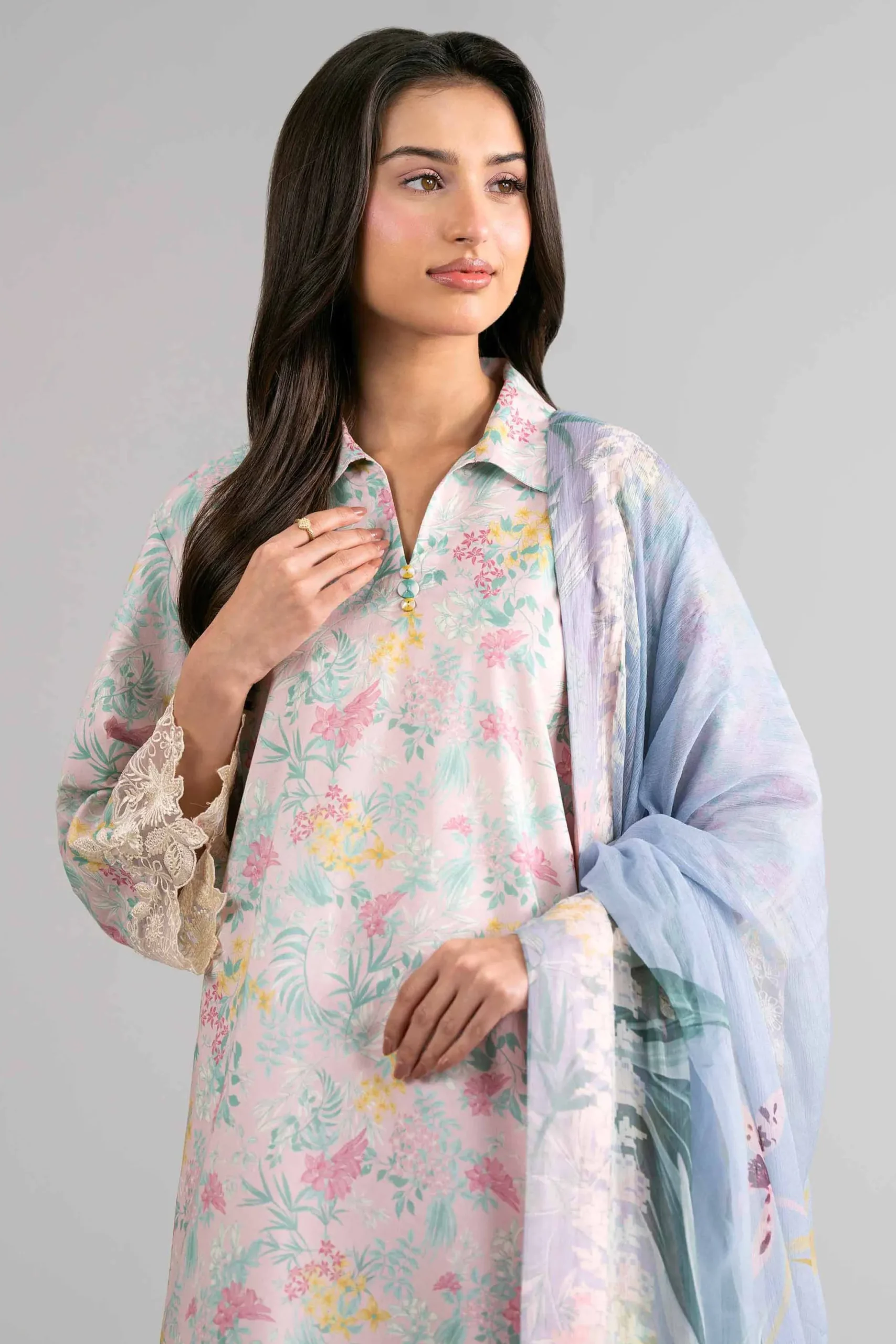 3 Piece - Digital Printed Embroidered Suit - 42601752