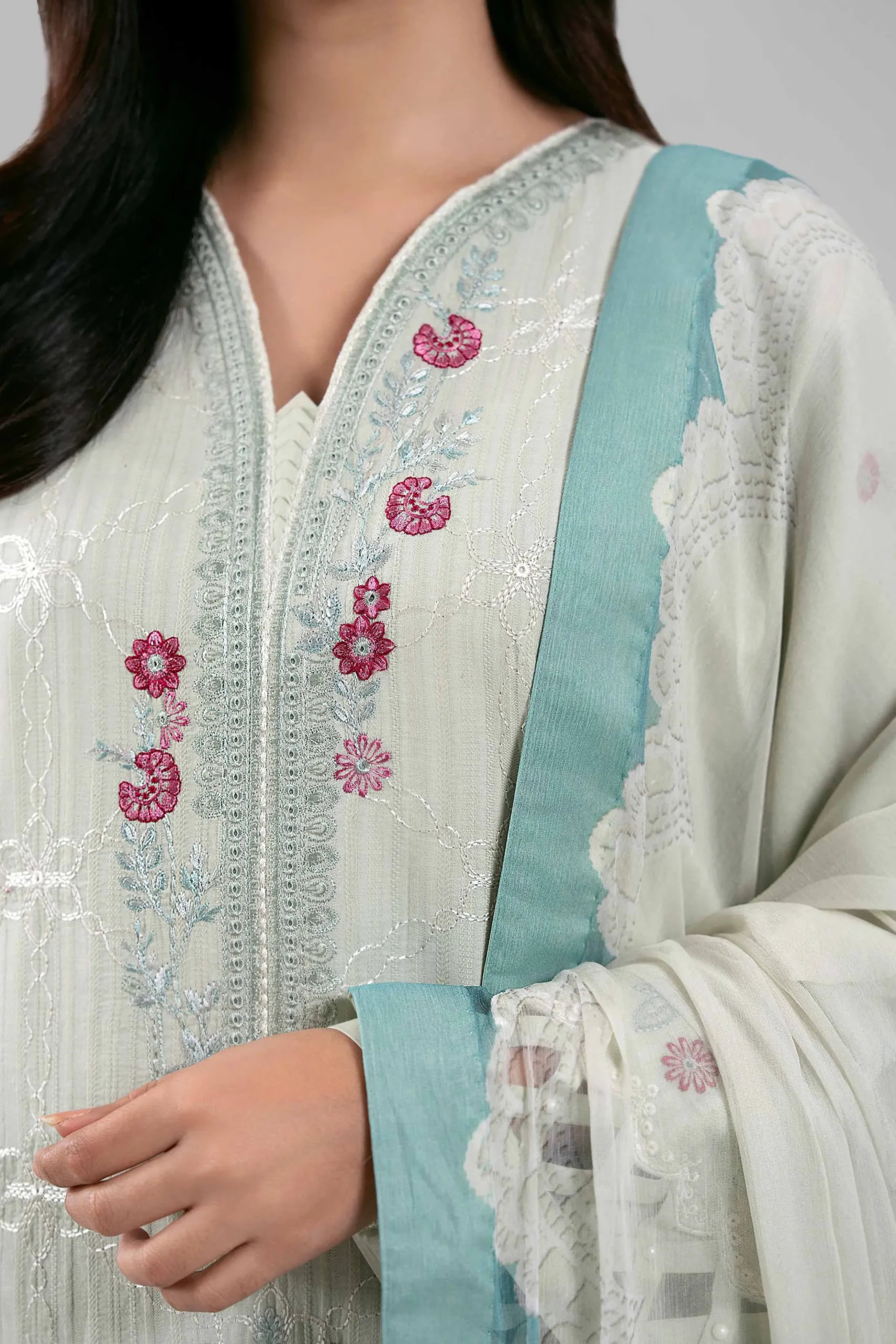 3 Piece - Digital Printed Embroidered Suit - 42601315