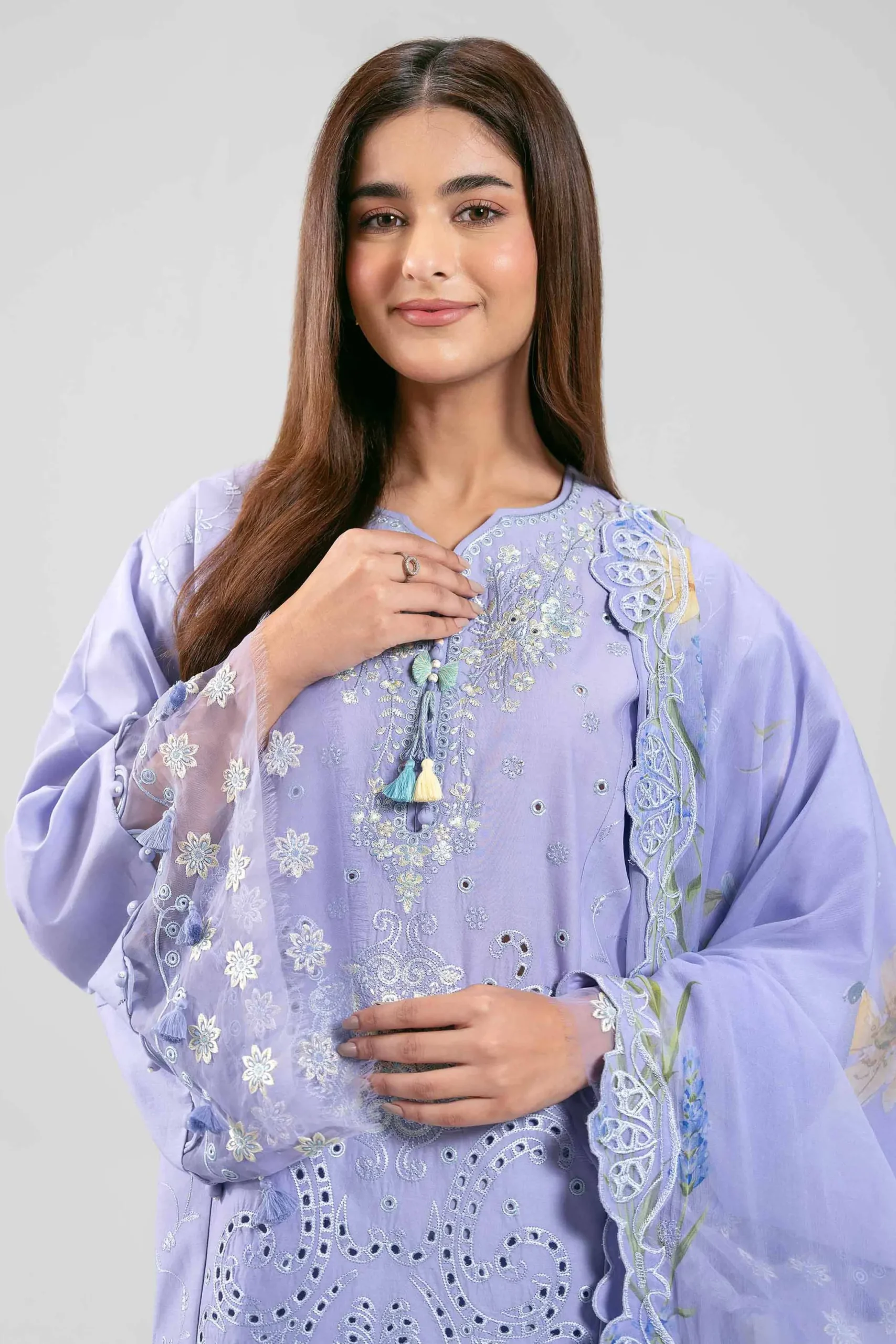 3 Piece - Digital Printed Embroidered Suit - 42601286