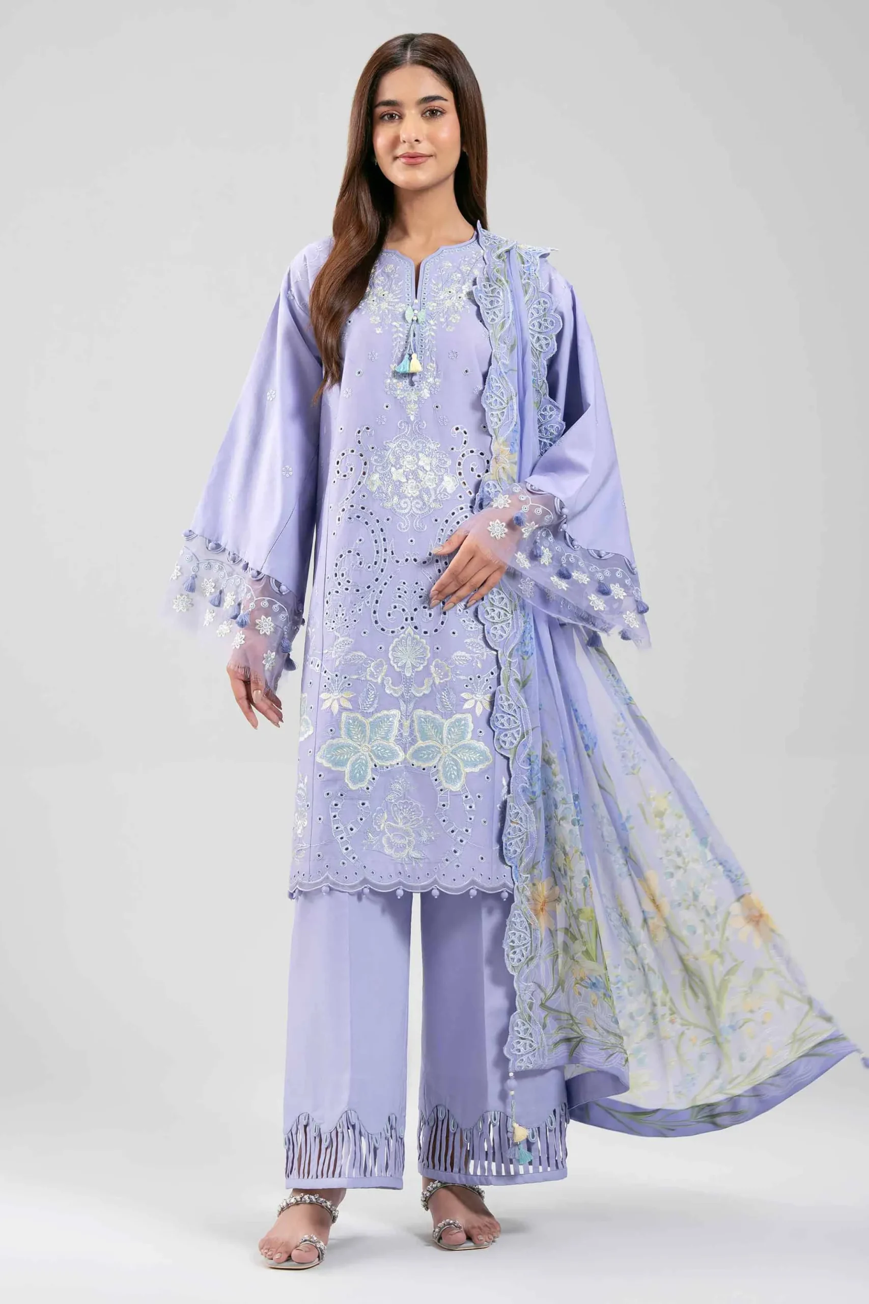 3 Piece - Digital Printed Embroidered Suit - 42601286