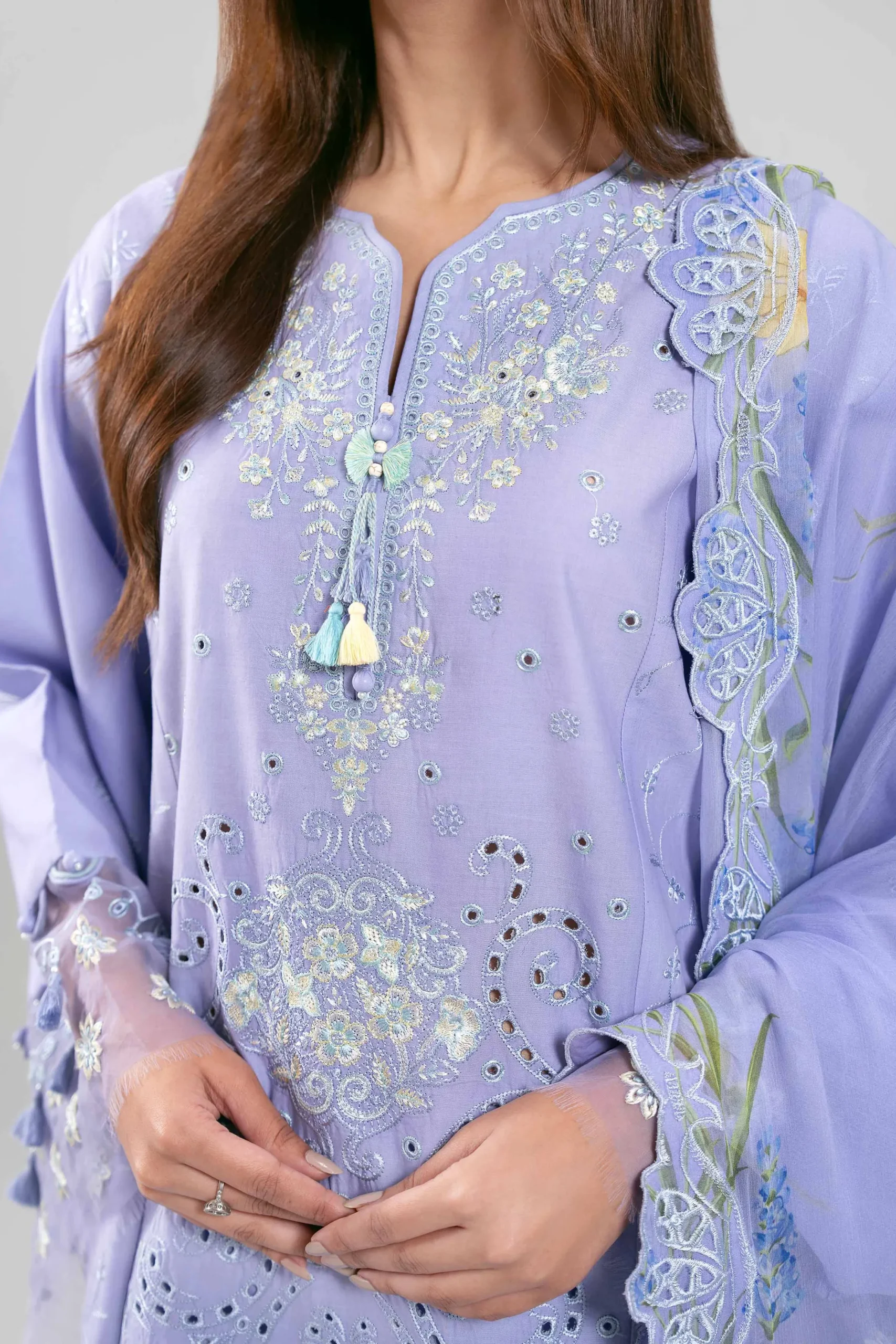 3 Piece - Digital Printed Embroidered Suit - 42601286
