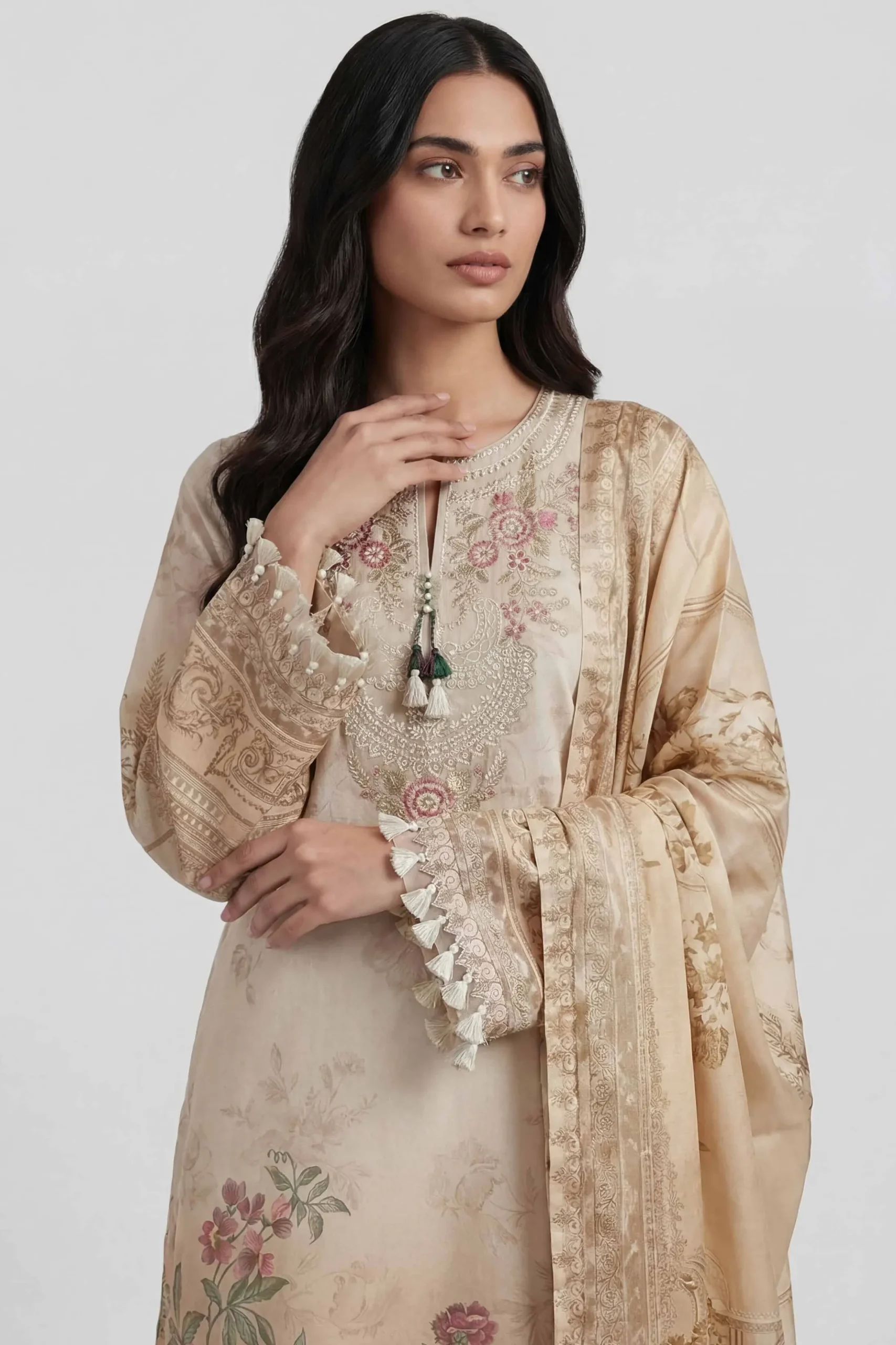3 Piece - Digital Printed Embroidered Suit - 42601797