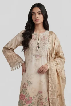 3 Piece - Digital Printed Embroidered Suit - 42601797