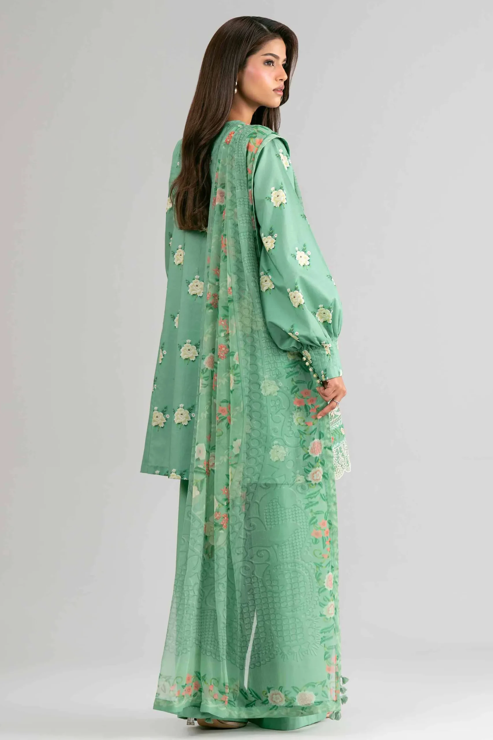 2 Piece - Digital Printed Embroidered Suit - 42601593