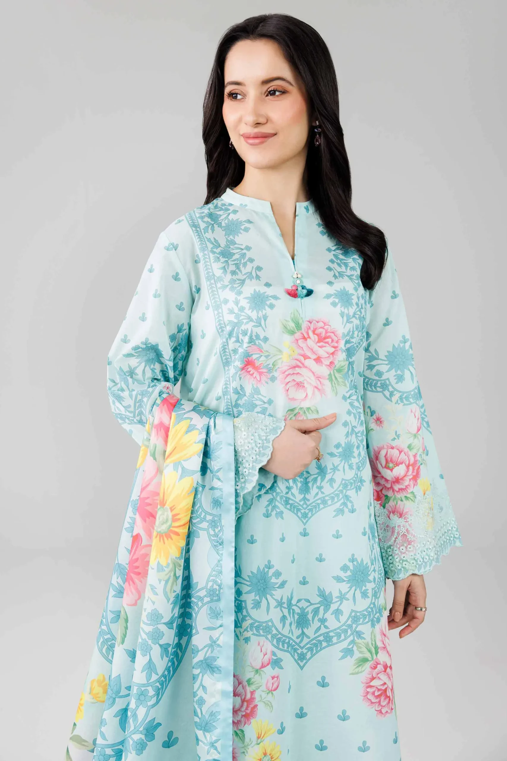 3 Piece - Digital Printed Embroidered Suit - 42601799