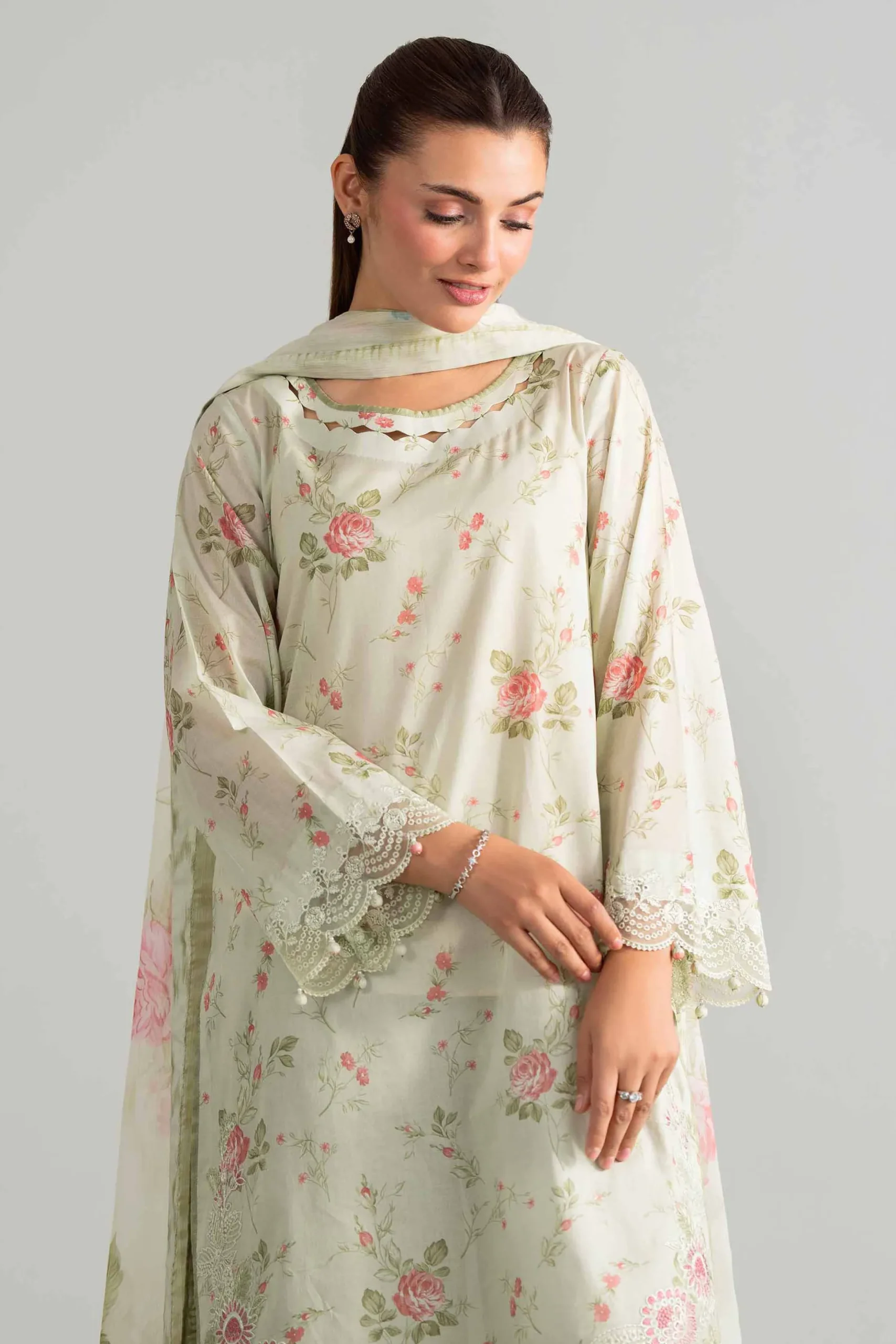 3 Piece - Digital Printed Embroidered Suit - 42601913