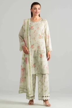 3 Piece - Digital Printed Embroidered Suit - 42601913