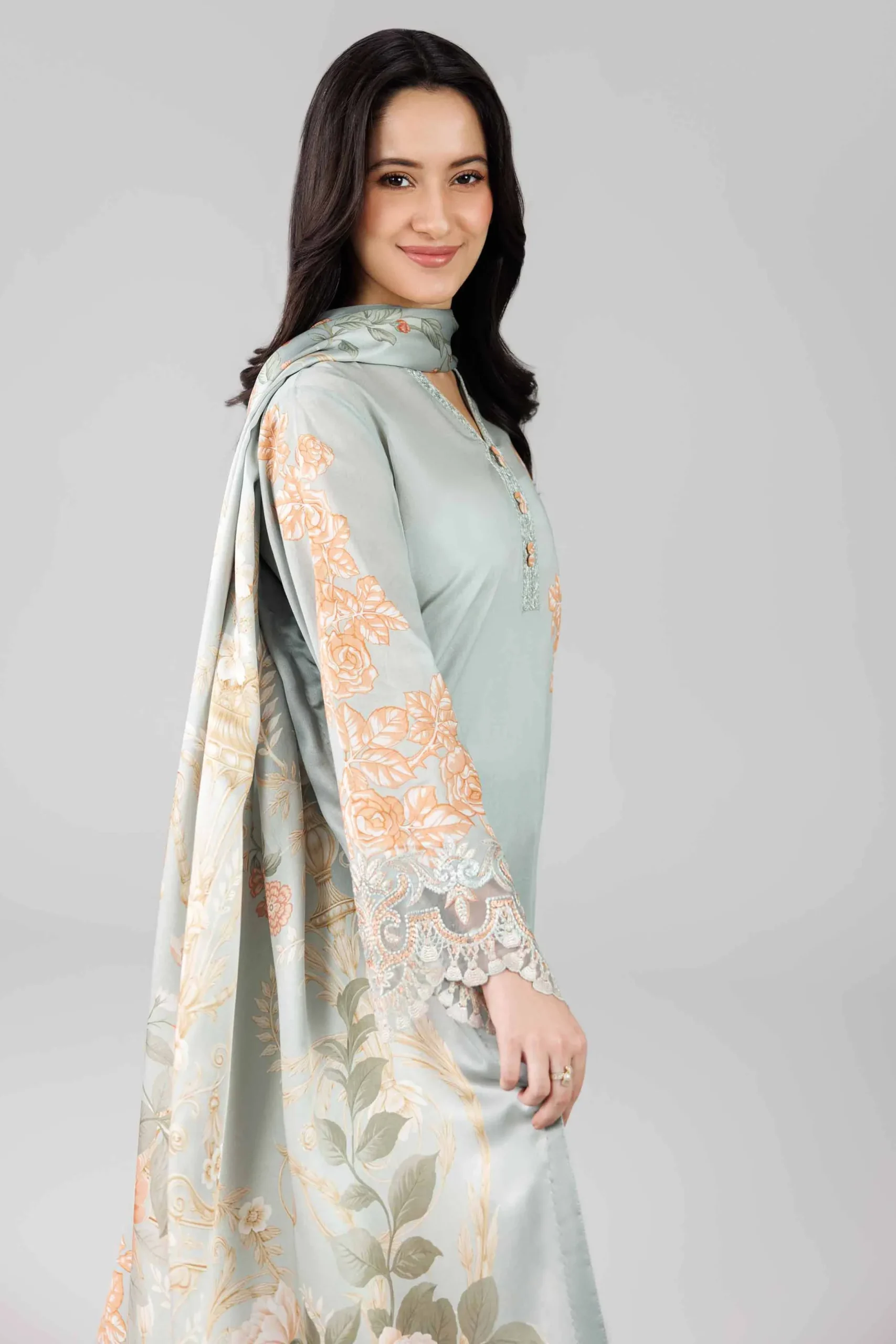 3 Piece - Digital Printed Embroidered Suit - 42601795