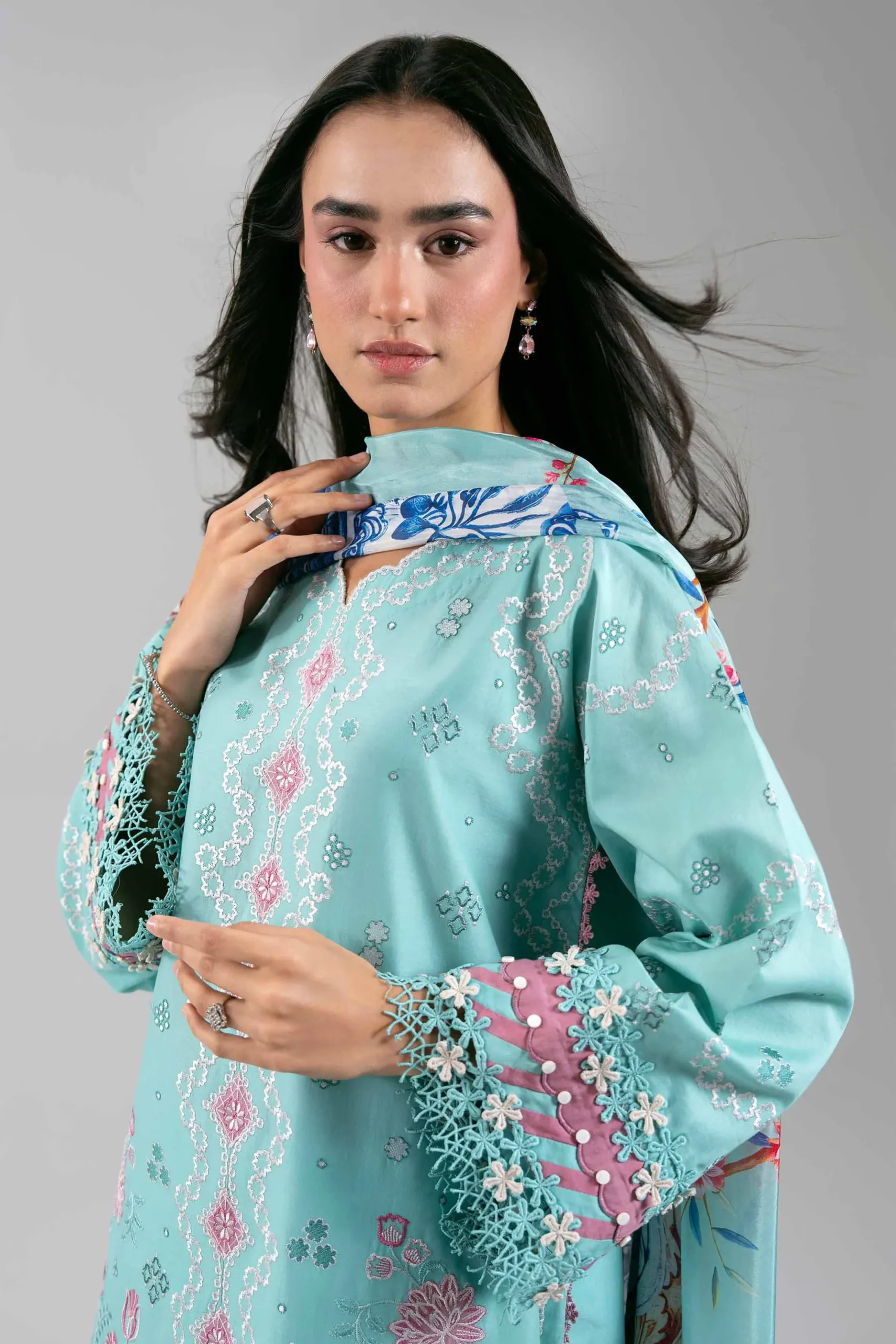 3 Piece - Digital Printed Embroidered Suit - 42601320