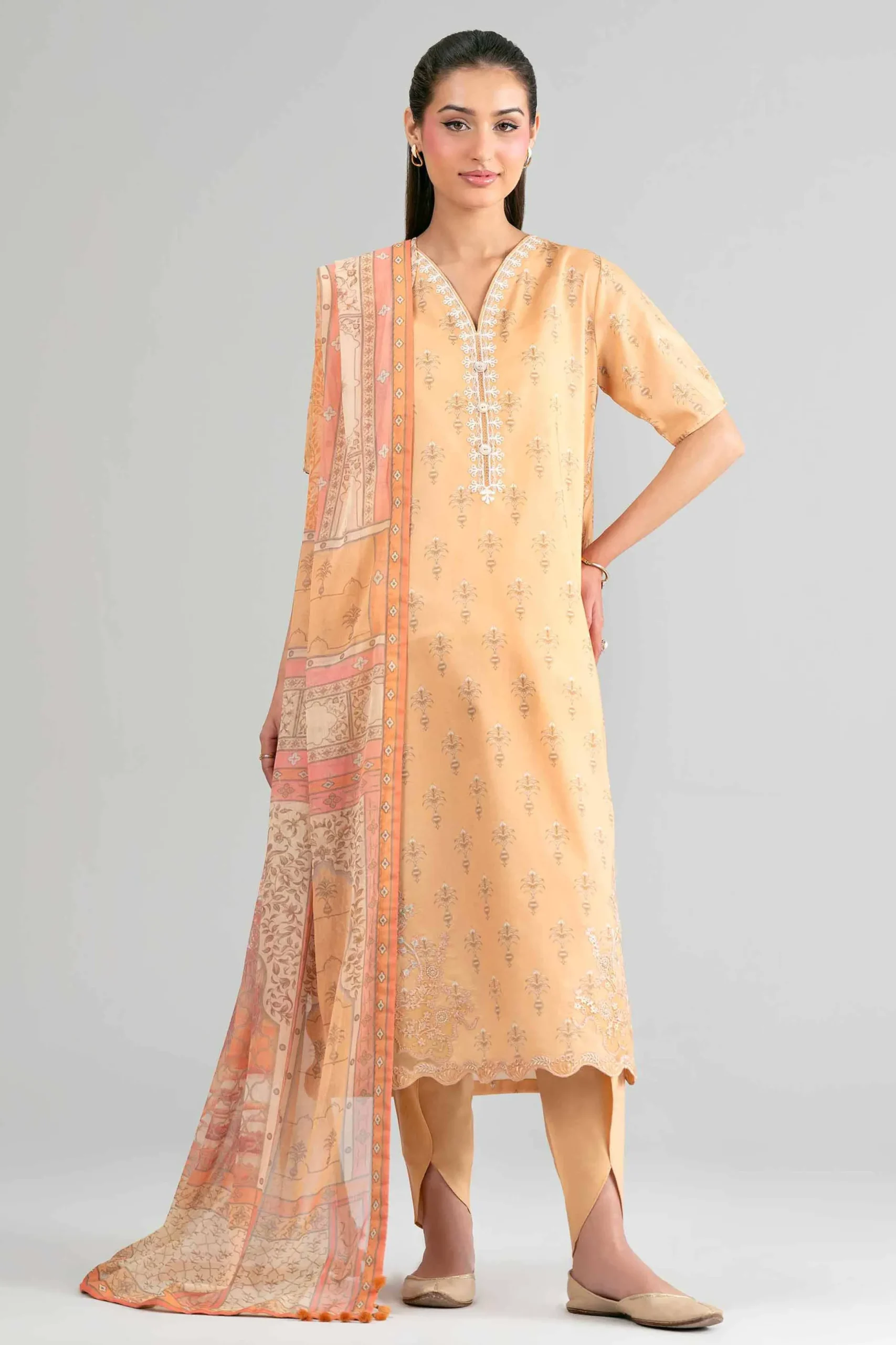 2 Piece - Digital Printed Embroidered Suit - 42601584