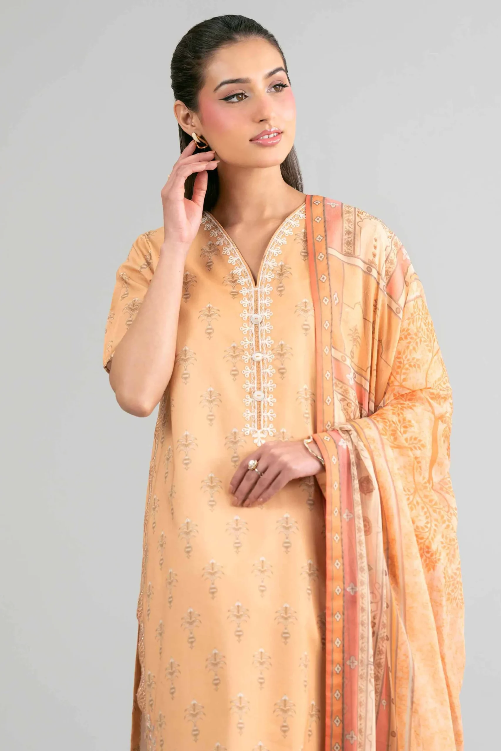 2 Piece - Digital Printed Embroidered Suit - 42601584