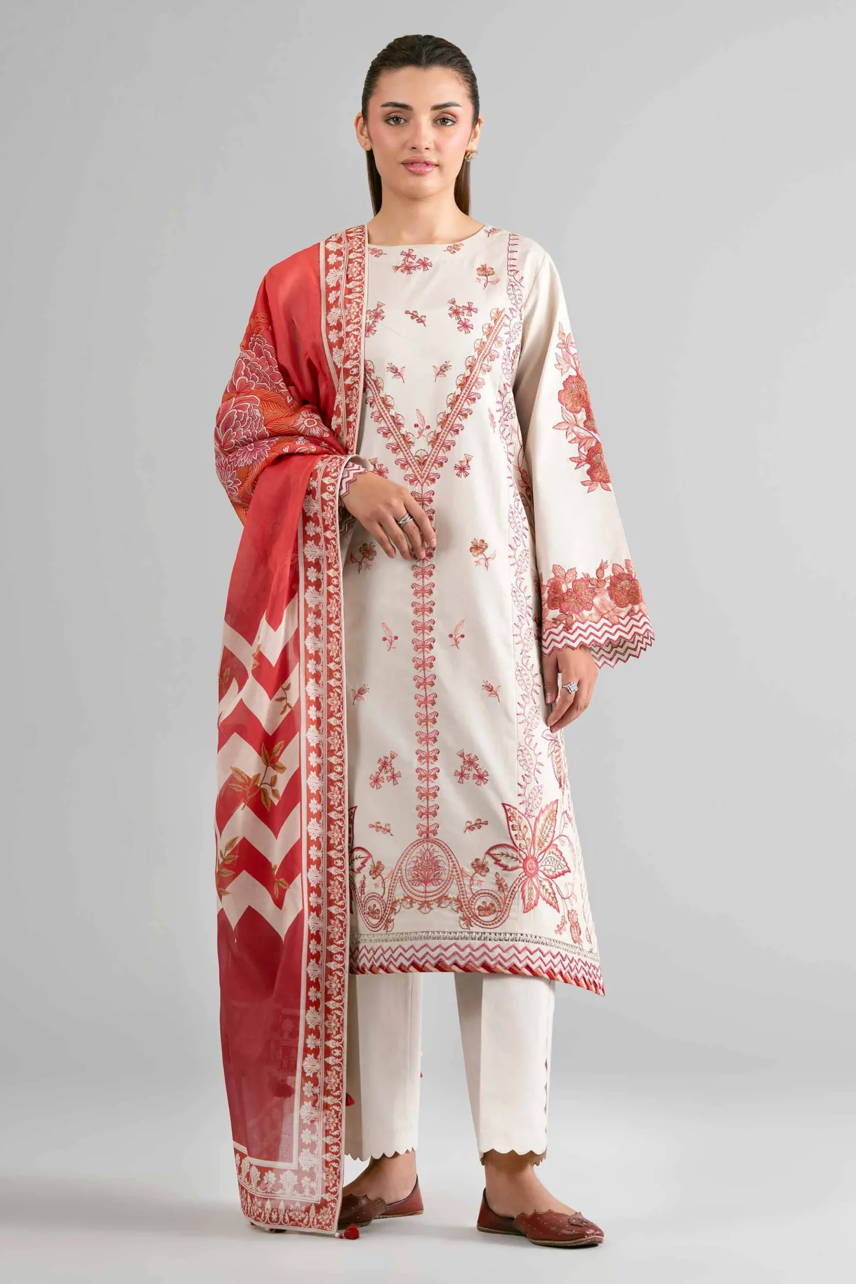 3 Piece - Digital Printed Embroidered Suit - 42601730
