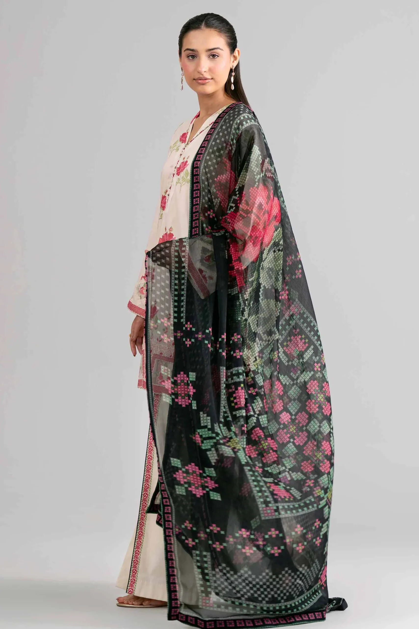 3 Piece - Digital Printed Embroidered Suit - 42601753