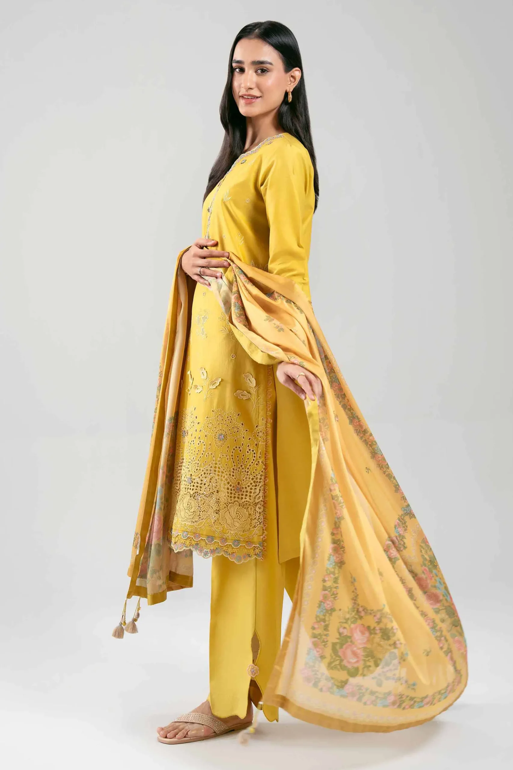3 Piece - Digital Printed Embroidered Suit - 42601344