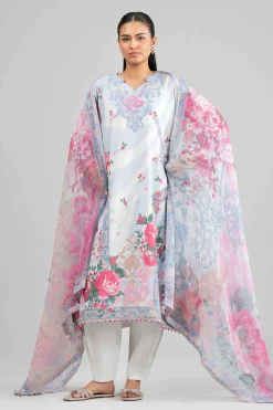 3 Piece - Digital Printed Embroidered Suit - 42601554