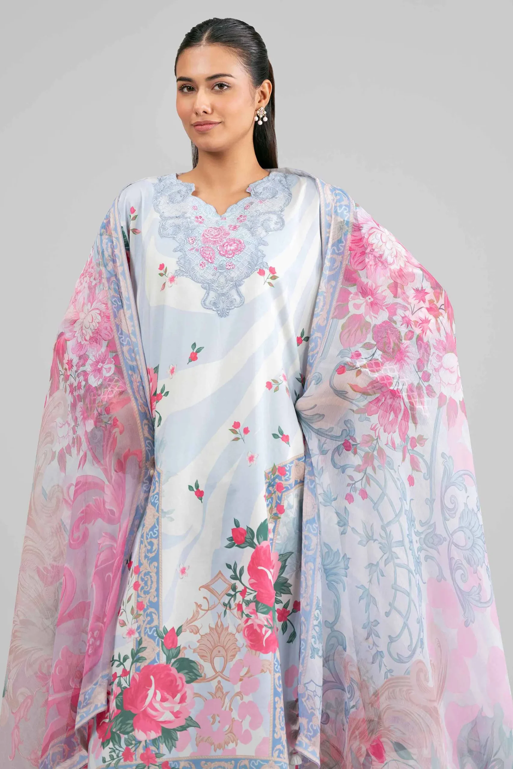 3 Piece - Digital Printed Embroidered Suit - 42601554