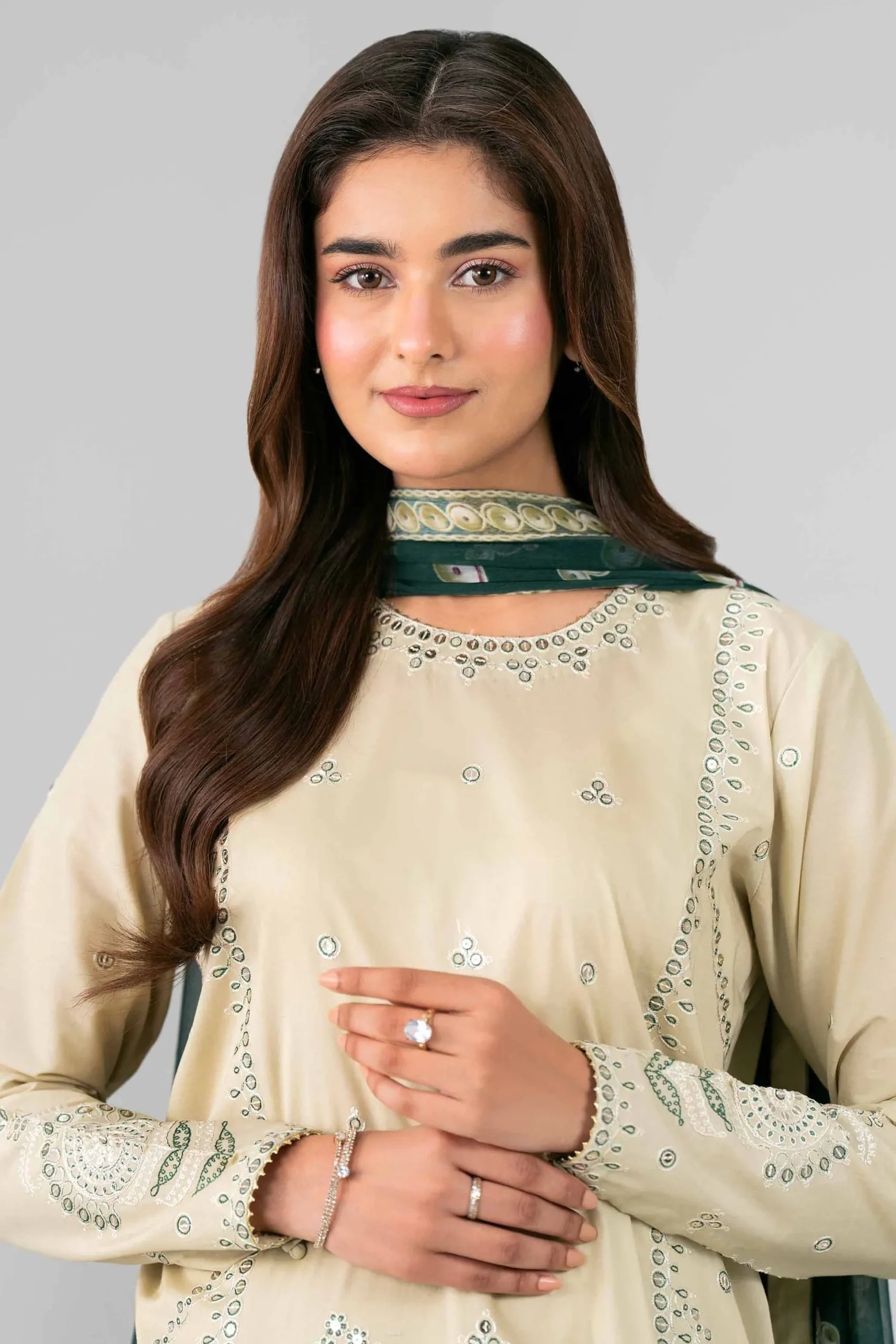 3 Piece - Digital Printed Embroidered Suit - 42601773