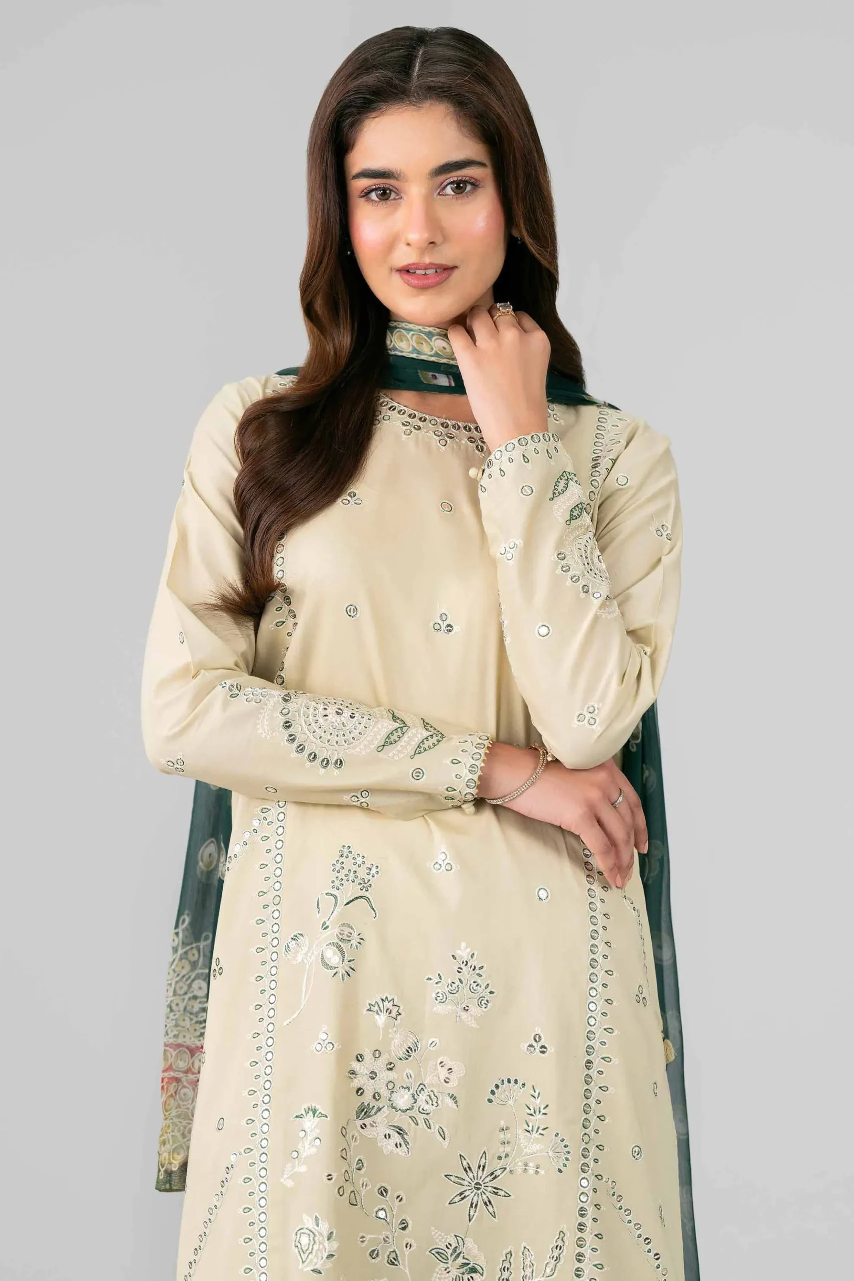 3 Piece - Digital Printed Embroidered Suit - 42601773