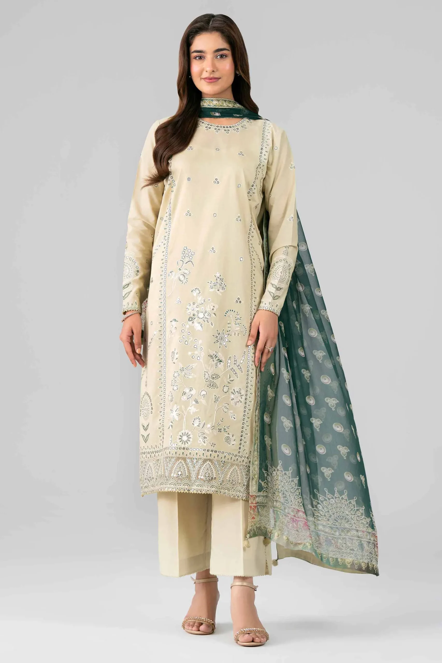 3 Piece - Digital Printed Embroidered Suit - 42601773