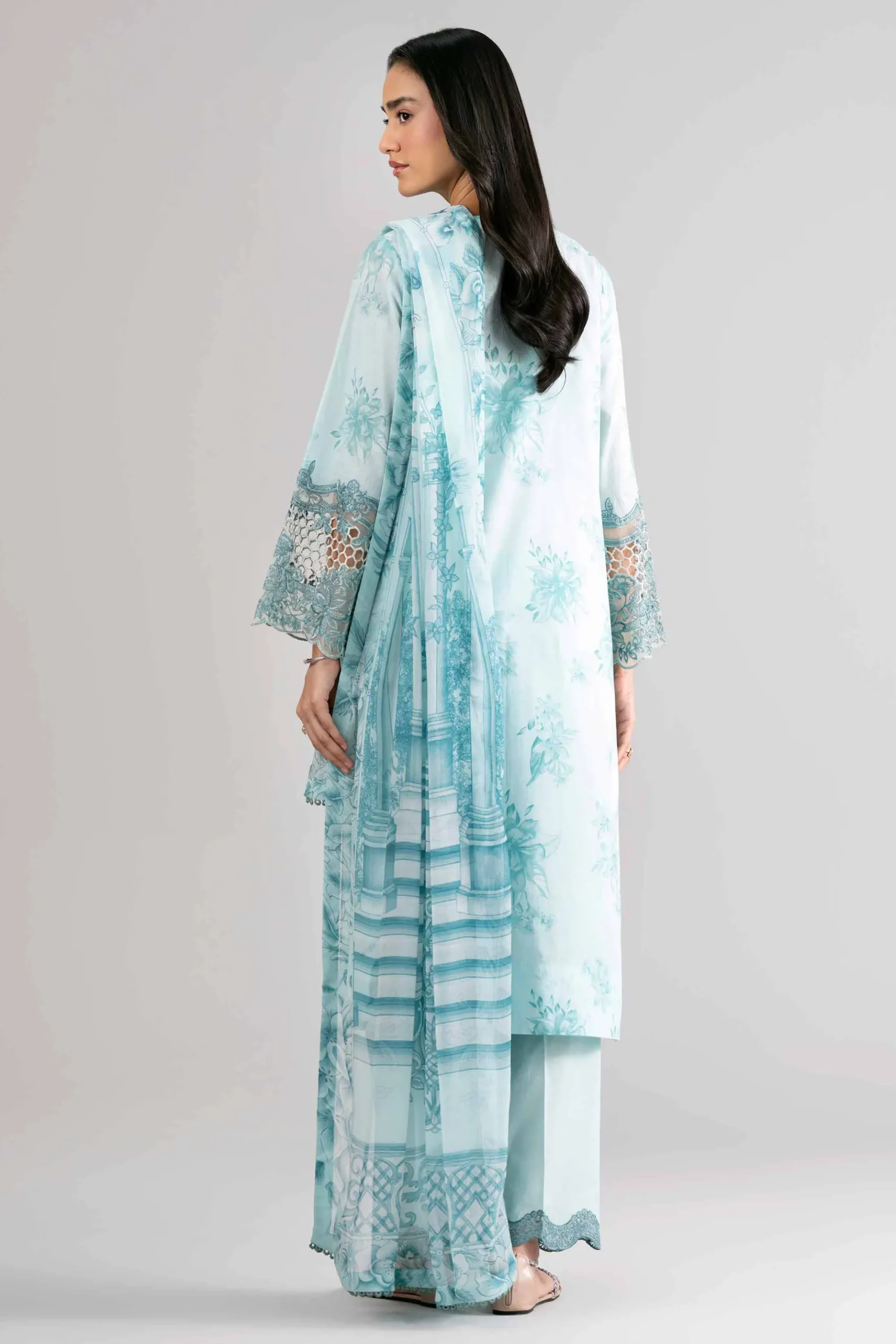 3 Piece - Digital Printed Embroidered Suit - 42601755