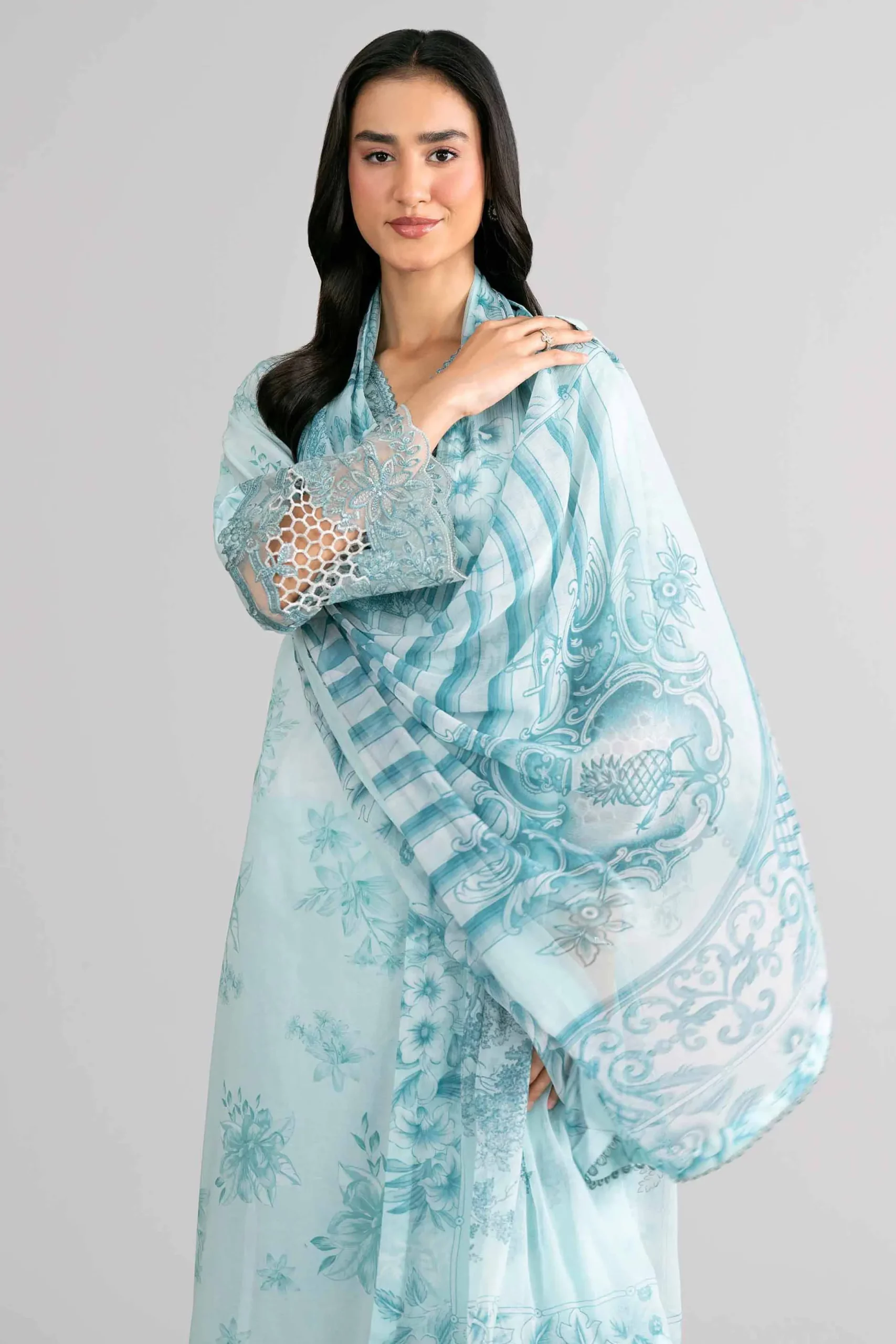 3 Piece - Digital Printed Embroidered Suit - 42601755