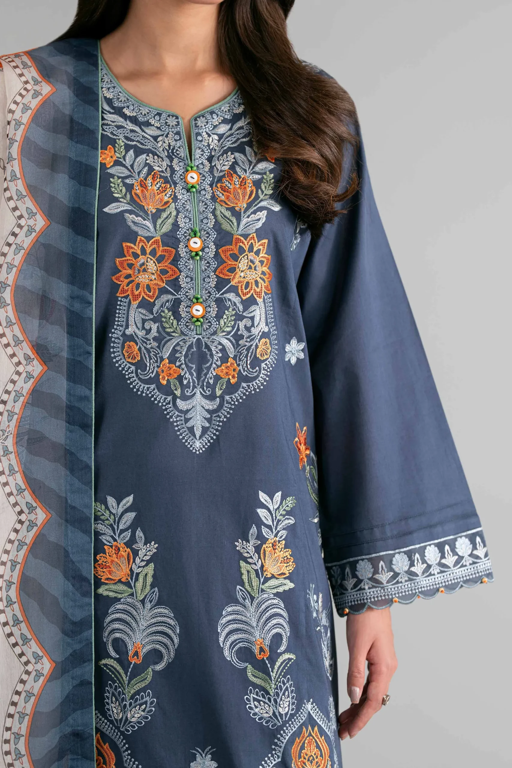 3 Piece - Digital Printed Embroidered Suit - 42601710