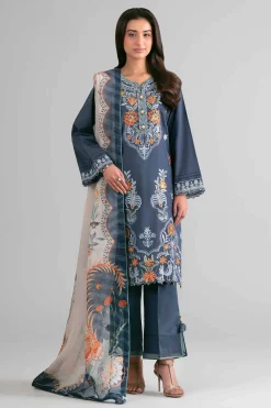 3 Piece - Digital Printed Embroidered Suit - 42601710