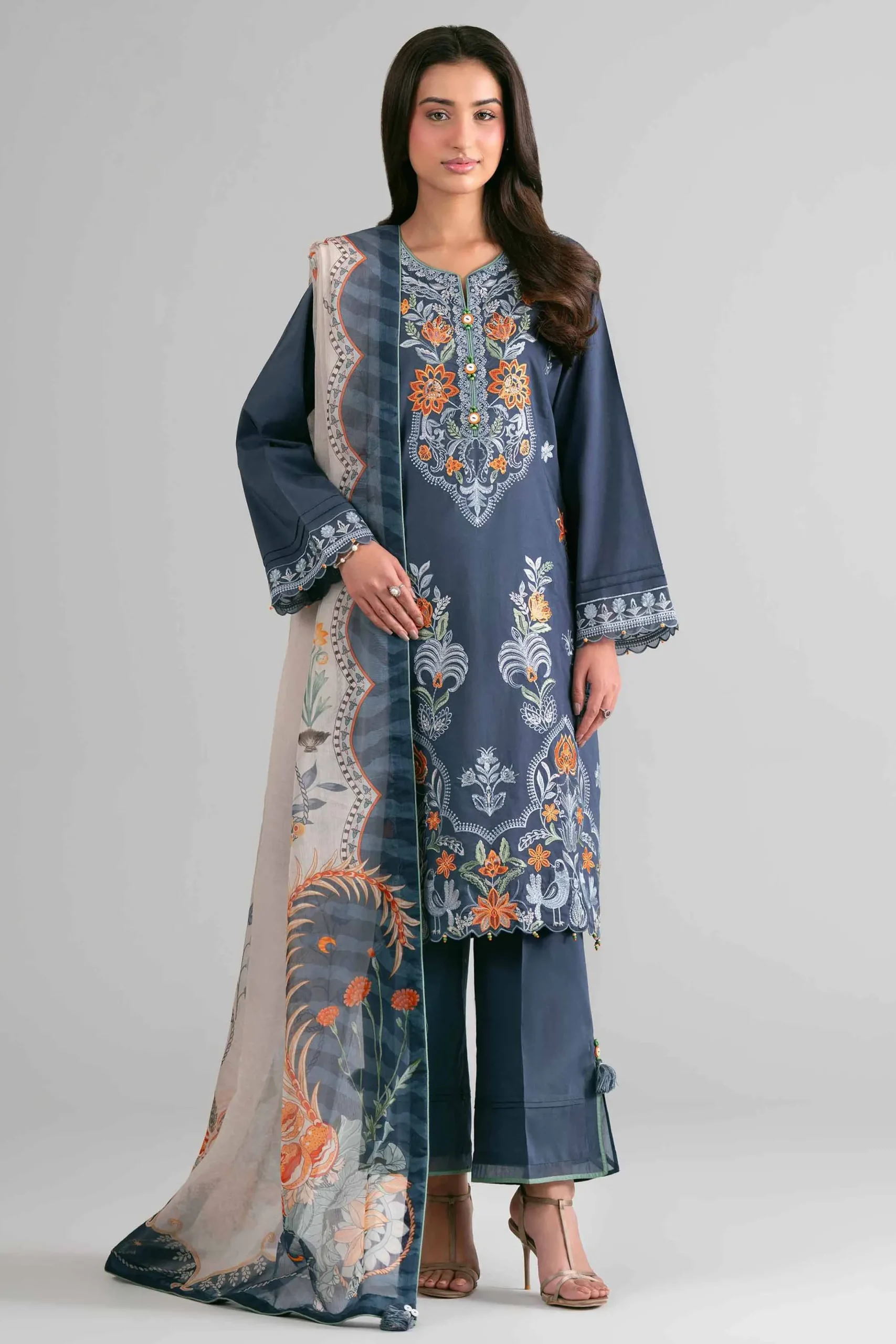 3 Piece - Digital Printed Embroidered Suit - 42601710
