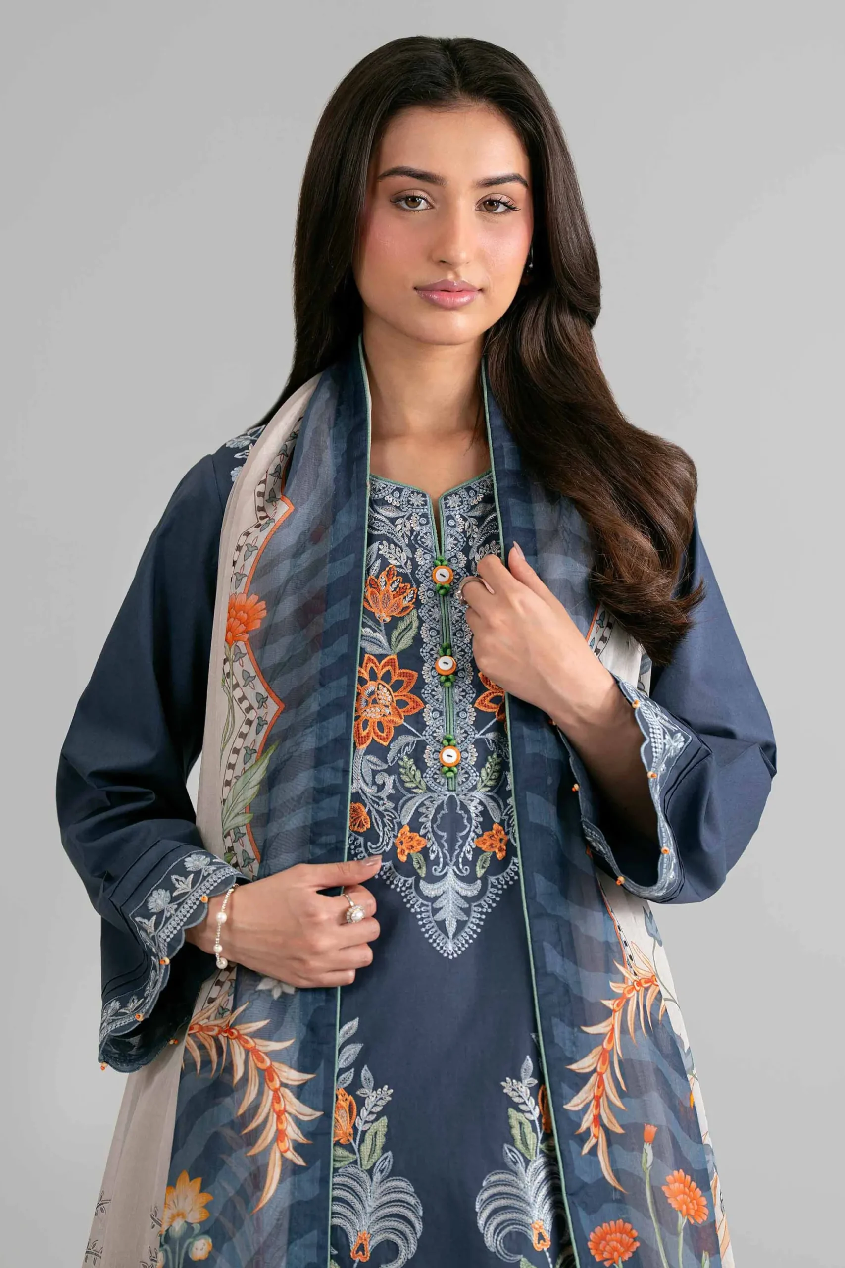 3 Piece - Digital Printed Embroidered Suit - 42601710