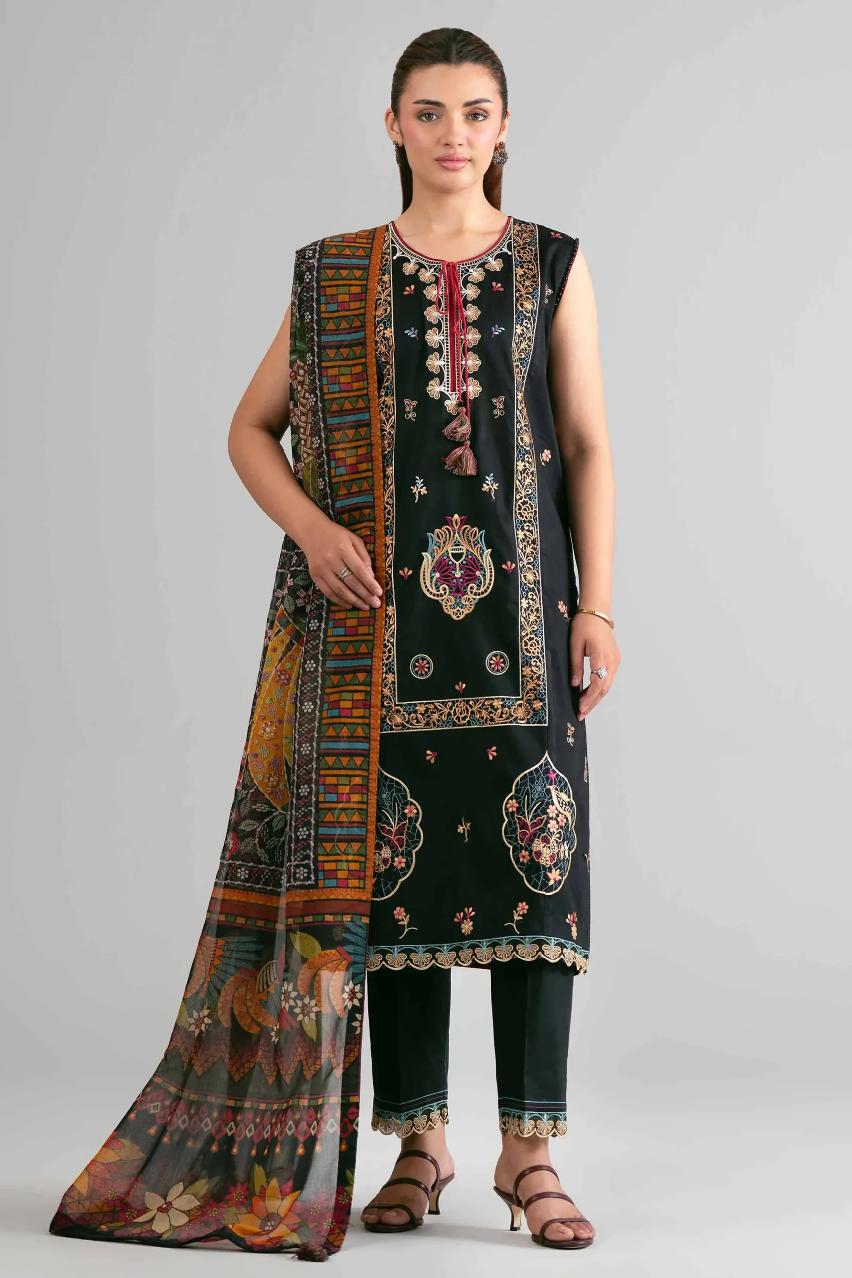 3 Piece - Digital Printed Embroidered Suit - 42601712