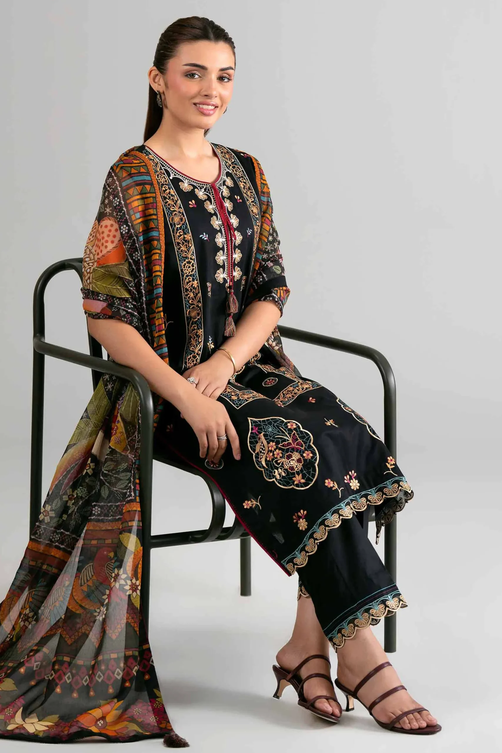 3 Piece - Digital Printed Embroidered Suit - 42601712