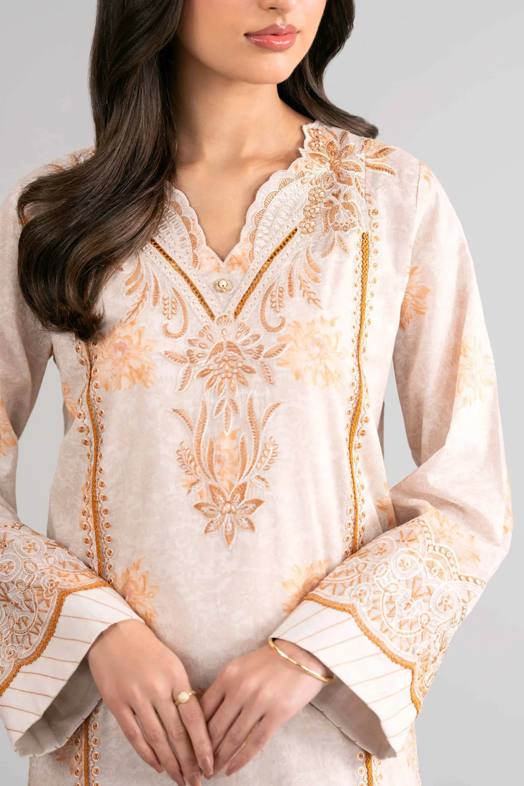 3 Piece - Digital Printed Embroidered Suit - 42601739