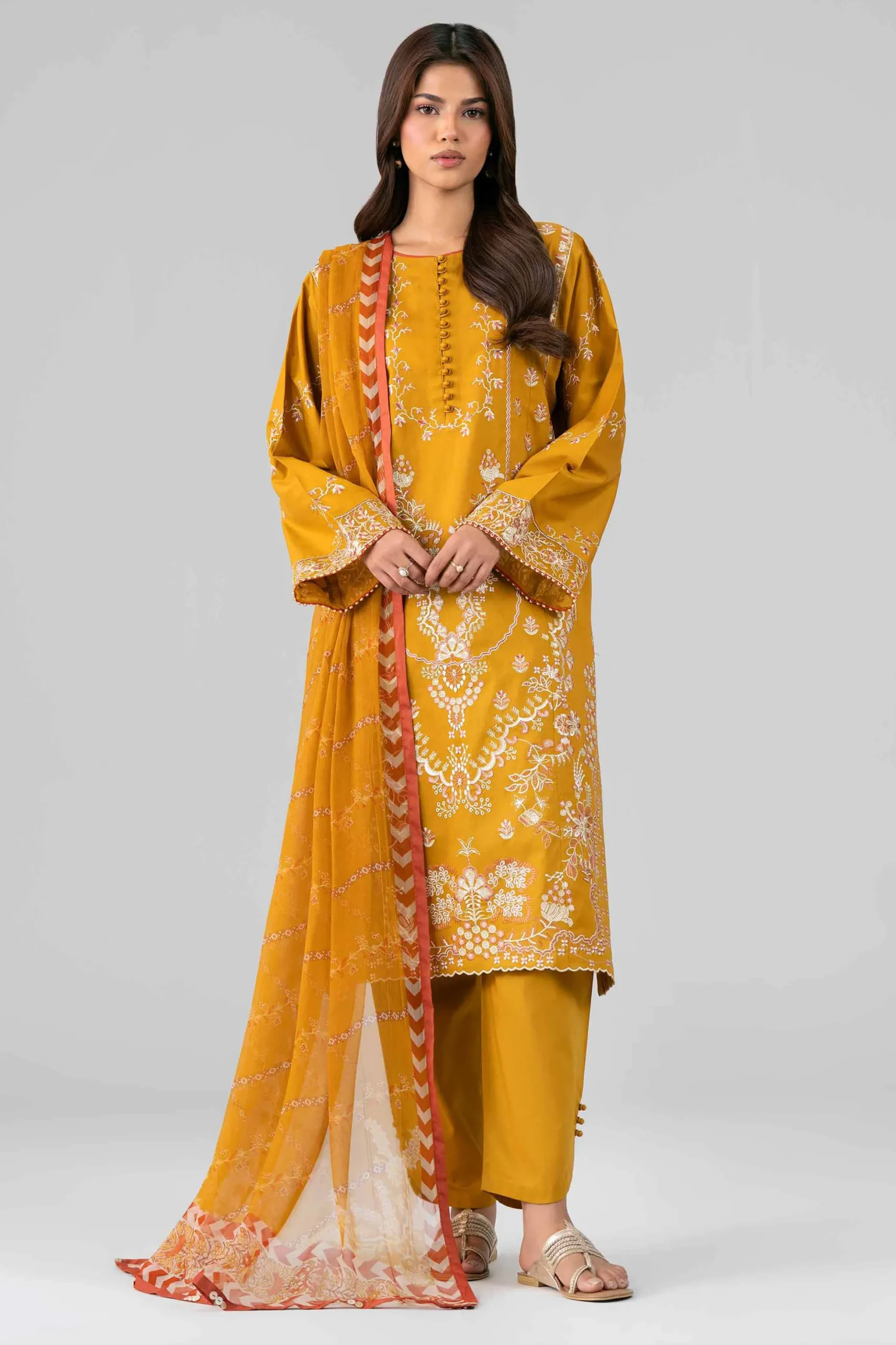 3 Piece - Digital Printed Embroidered Suit - 42601774