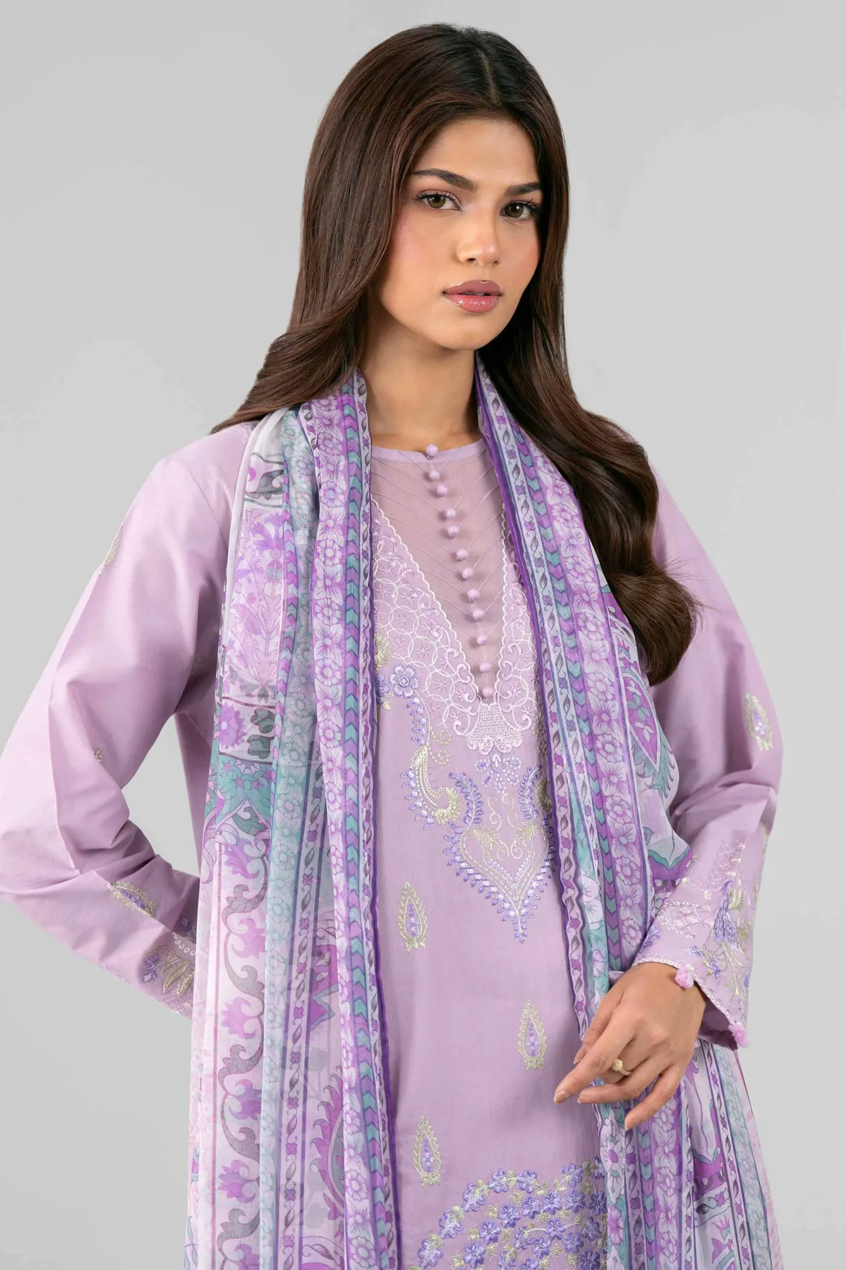3 Piece - Digital Printed Embroidered Suit - 42601775