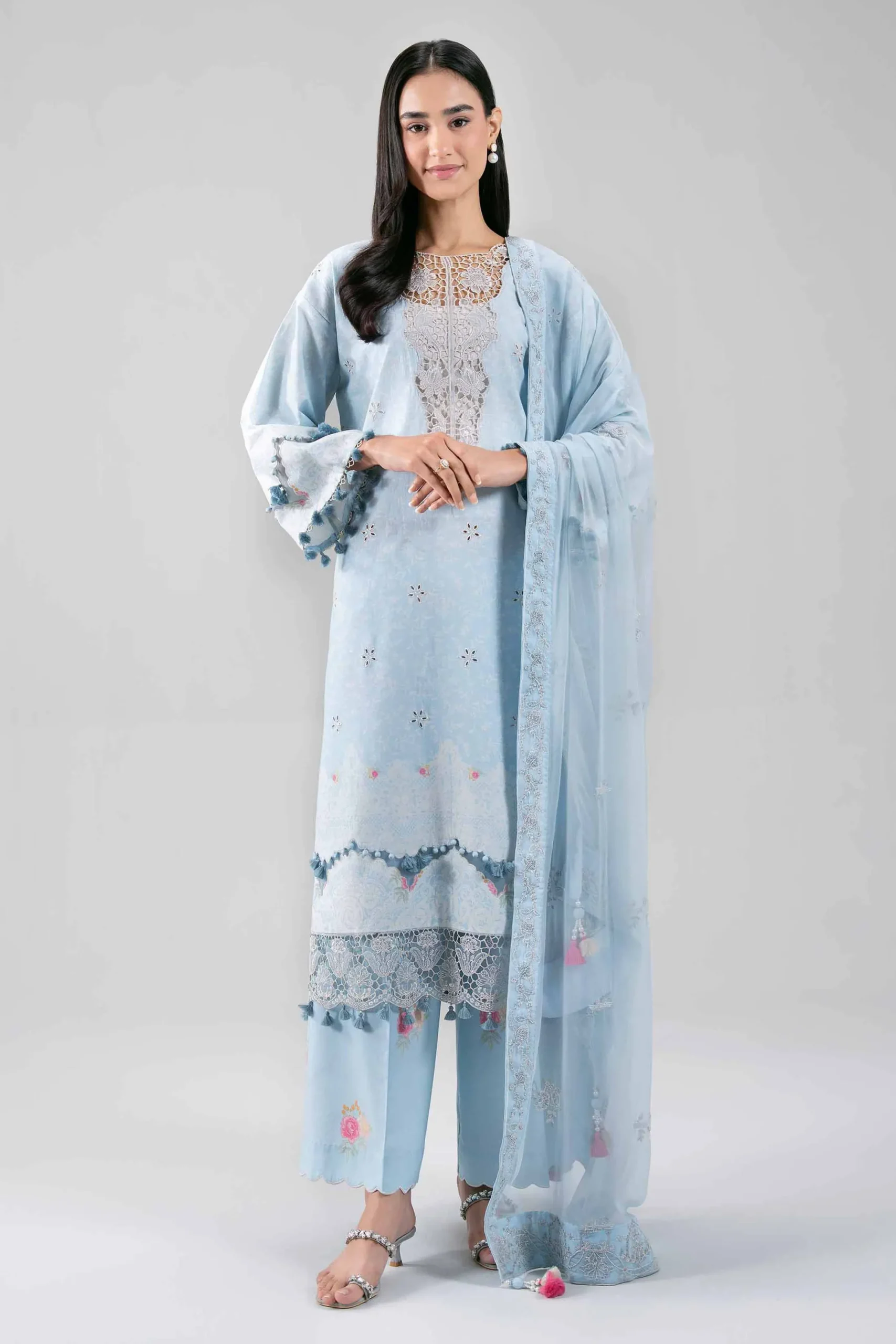 3 Piece - Digital Printed Embroidered Suit - 42601387