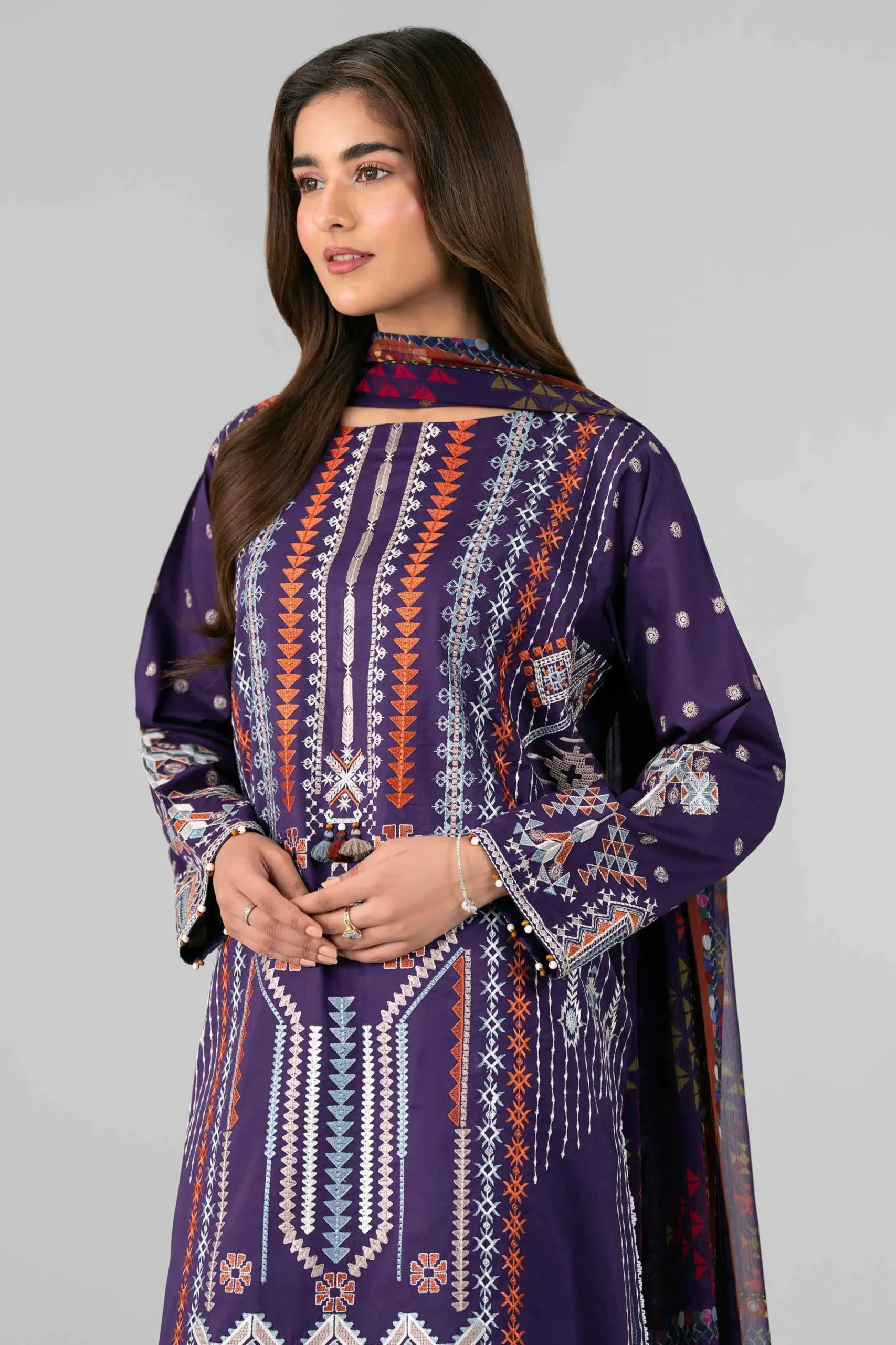 3 Piece - Digital Printed Embroidered Suit - 42601772
