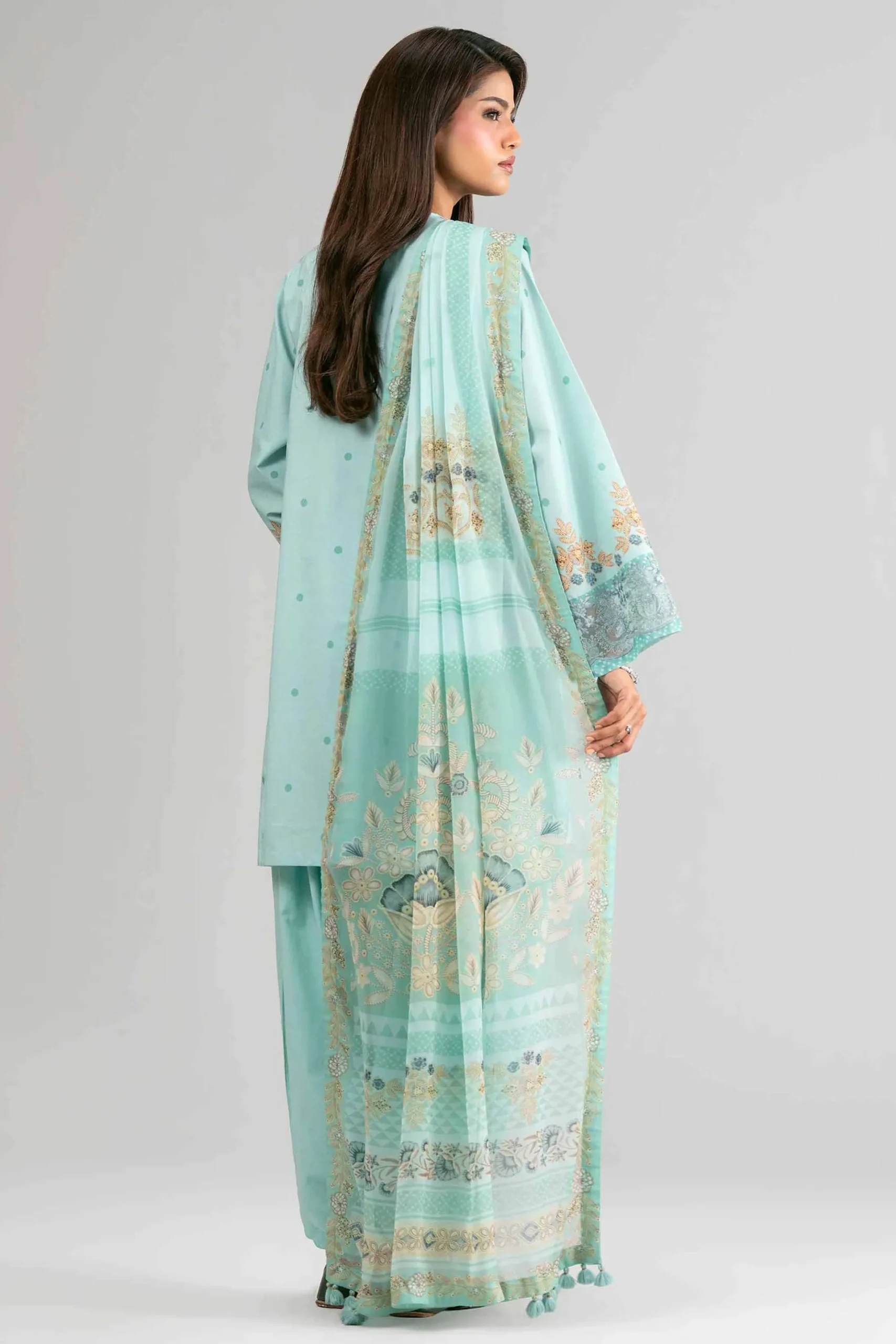 2 Piece - Digital Printed Embroidered Suit - 42601587