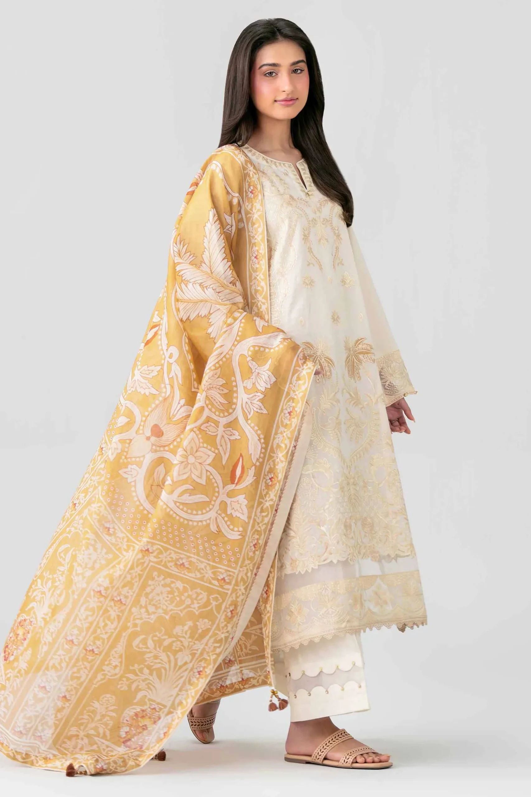 3 Piece - Digital Printed Embroidered Suit - 42601706