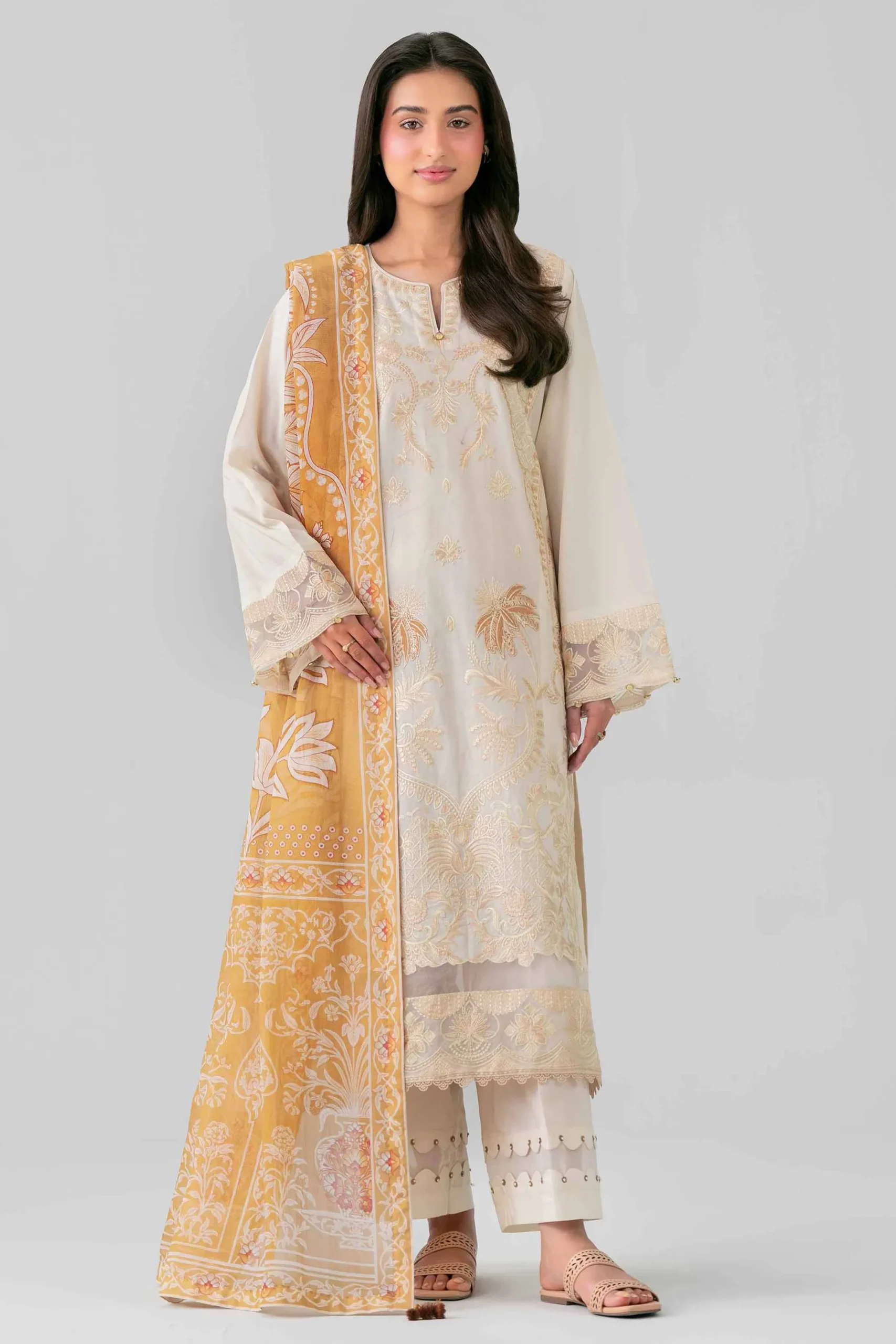 3 Piece - Digital Printed Embroidered Suit - 42601706