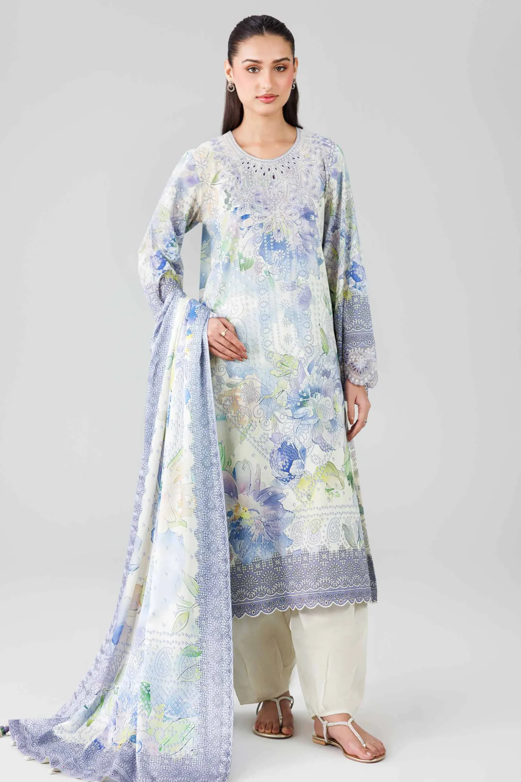 3 Piece - Digital Printed Embroidered Suit - 42601802
