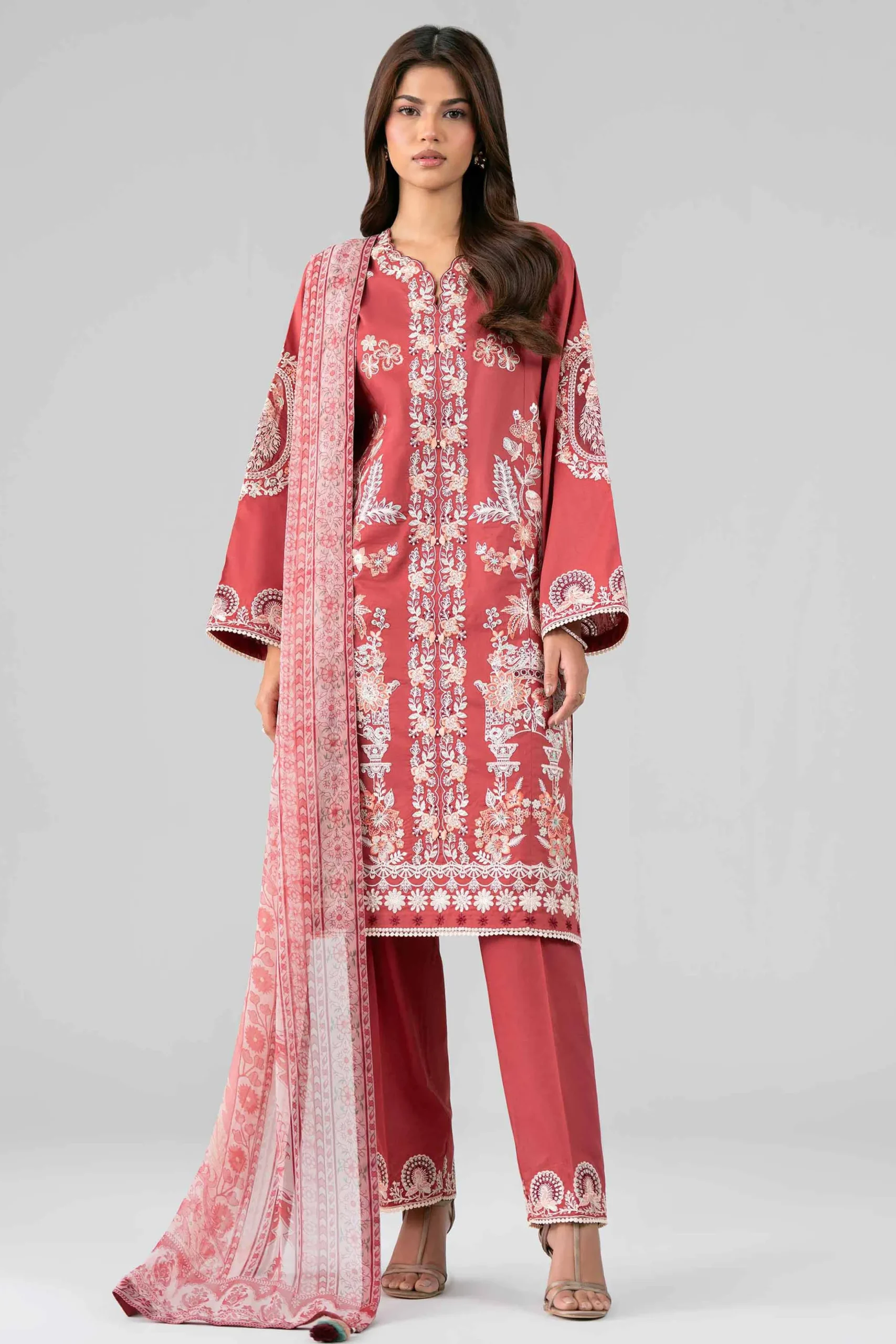 3 Piece - Digital Printed Embroidered Suit - 42601769