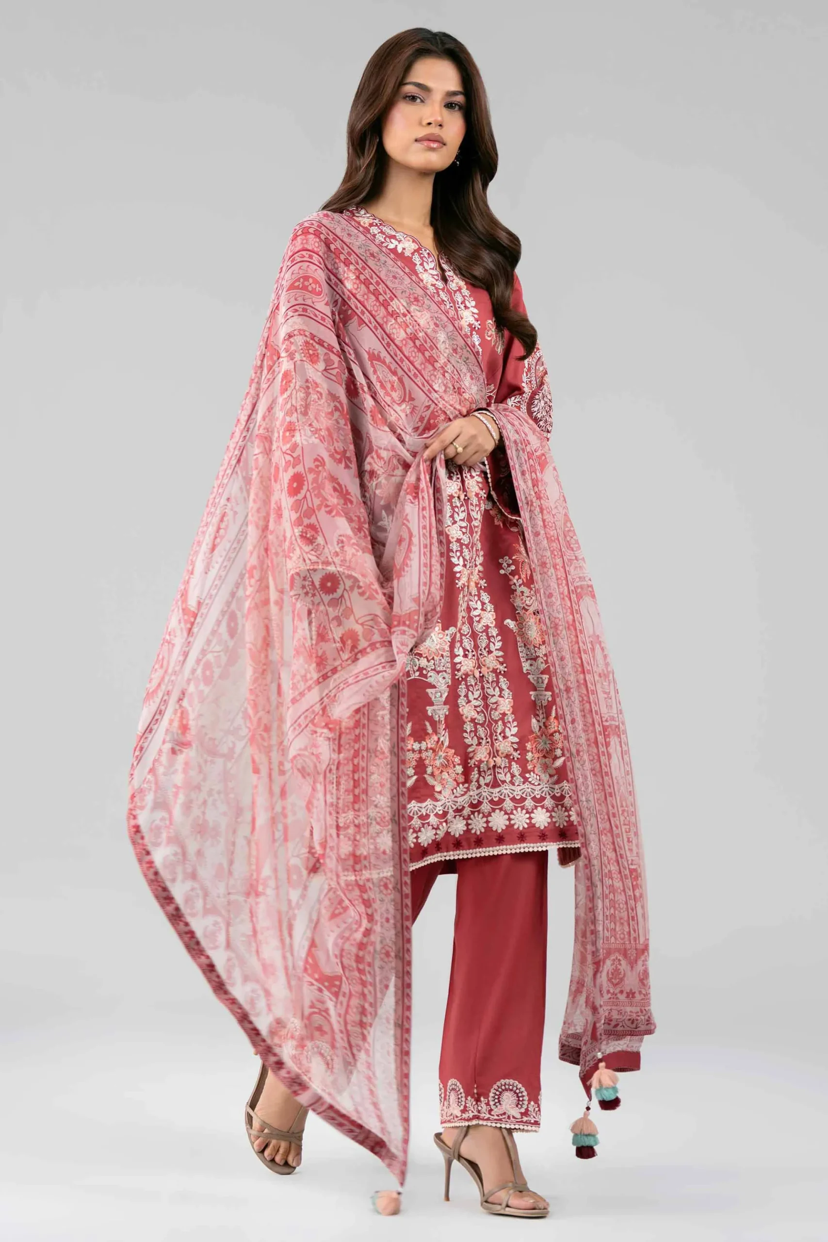 3 Piece - Digital Printed Embroidered Suit - 42601769