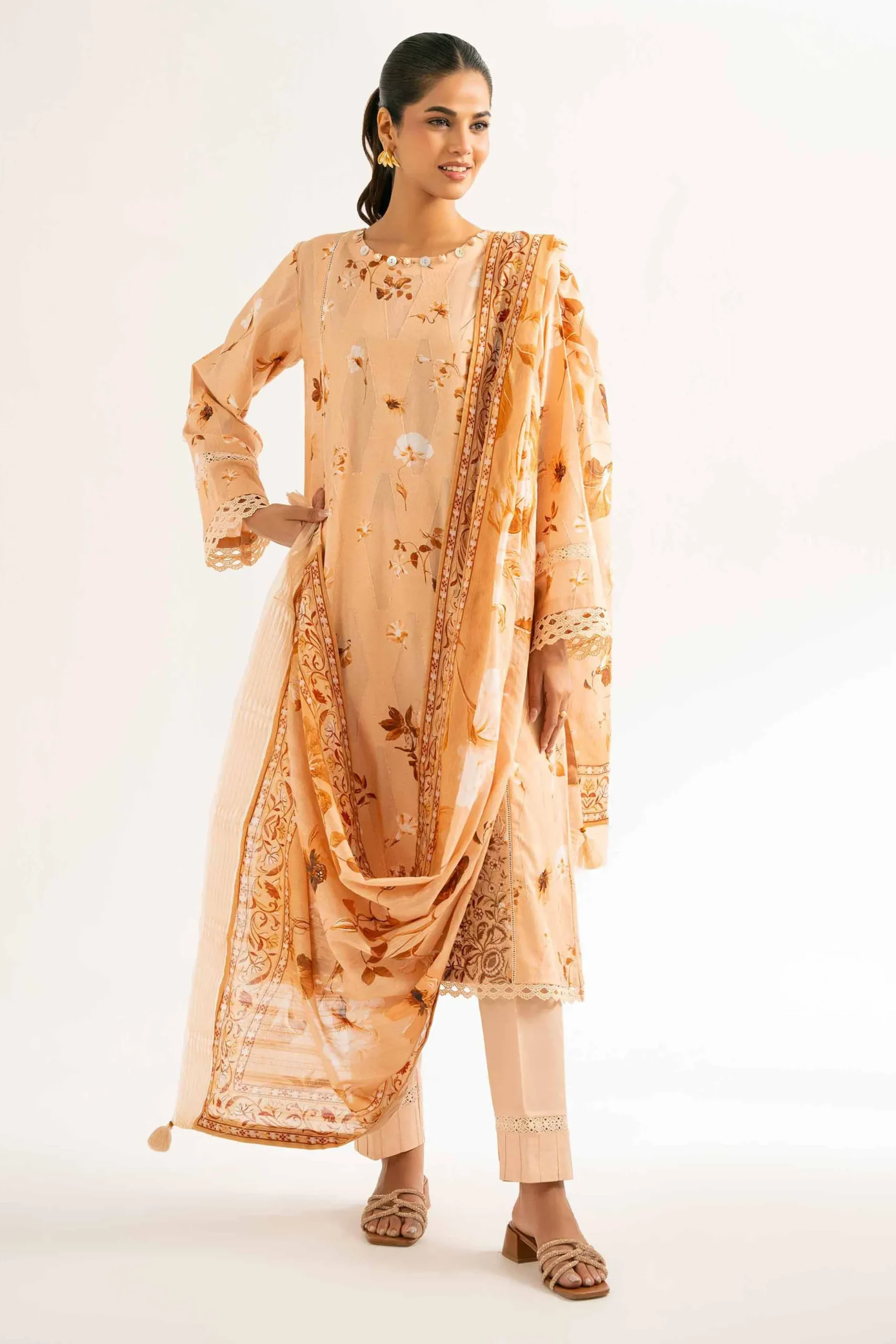 3 Piece - Digital Printed Embroidered Suit - 42502211