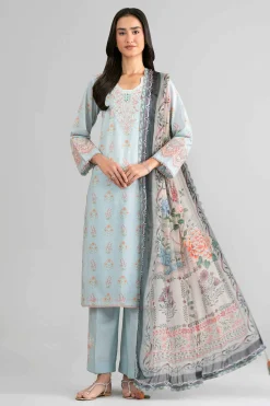 3 Piece - Digital Printed Embroidered Suit - 42601758
